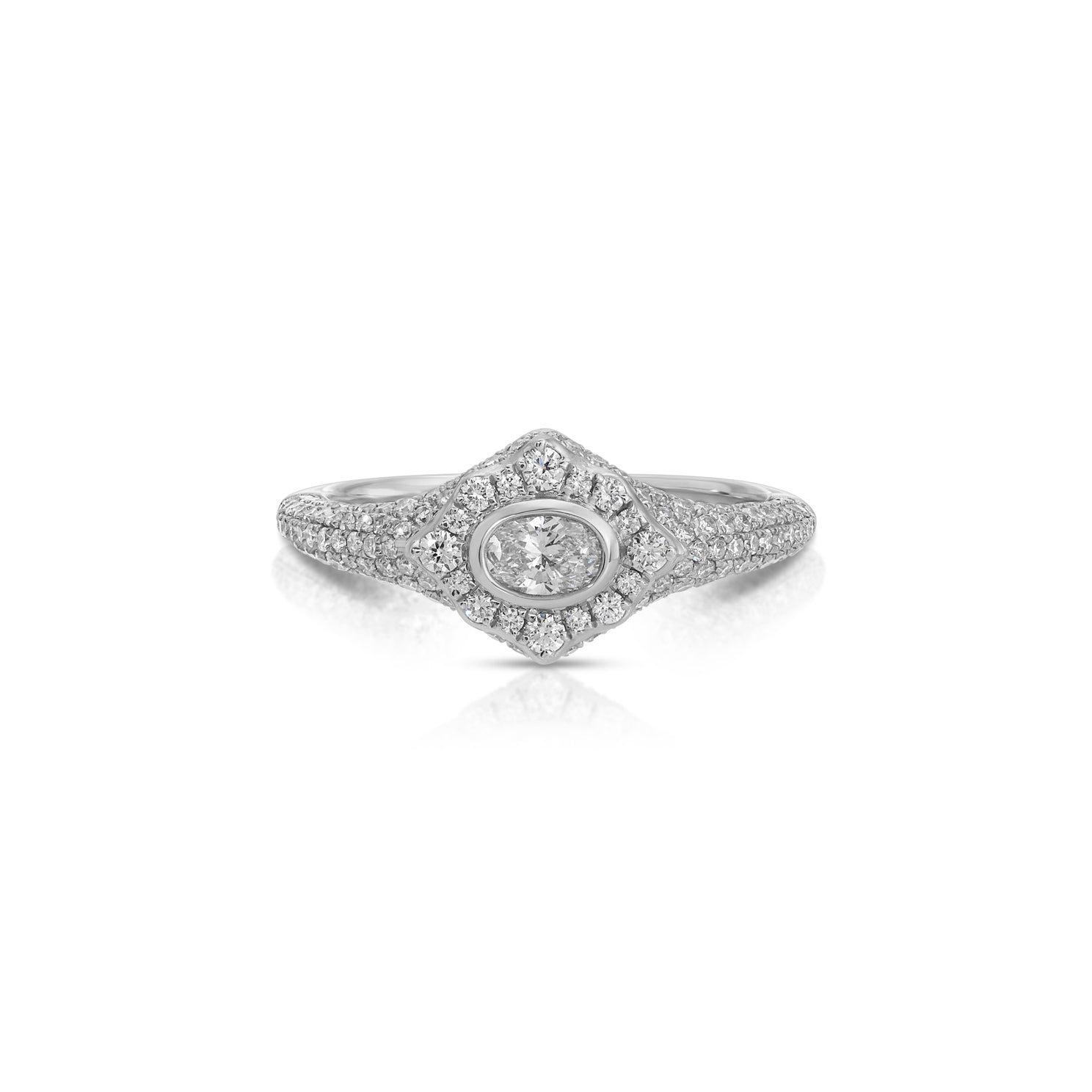 Oval Diamond Daphne Signet Ring