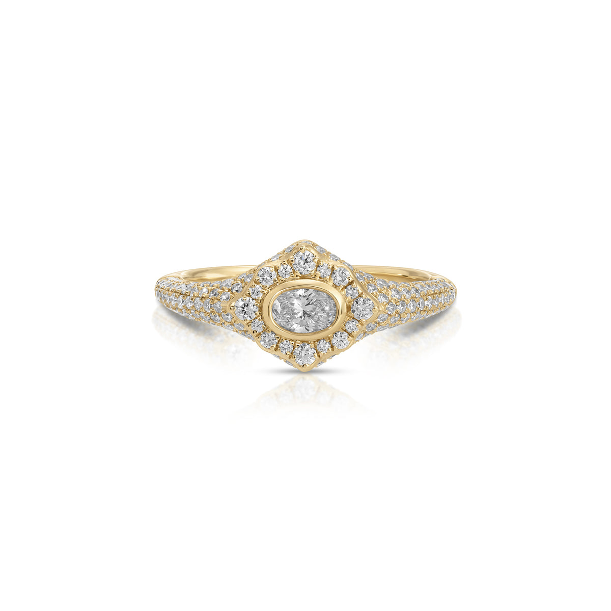 Oval Diamond Daphne Signet Ring