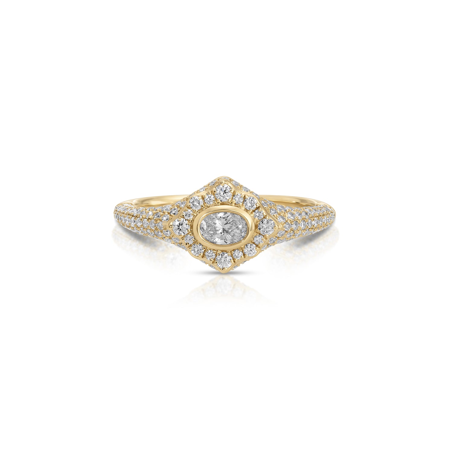 Oval Diamond Daphne Signet Ring