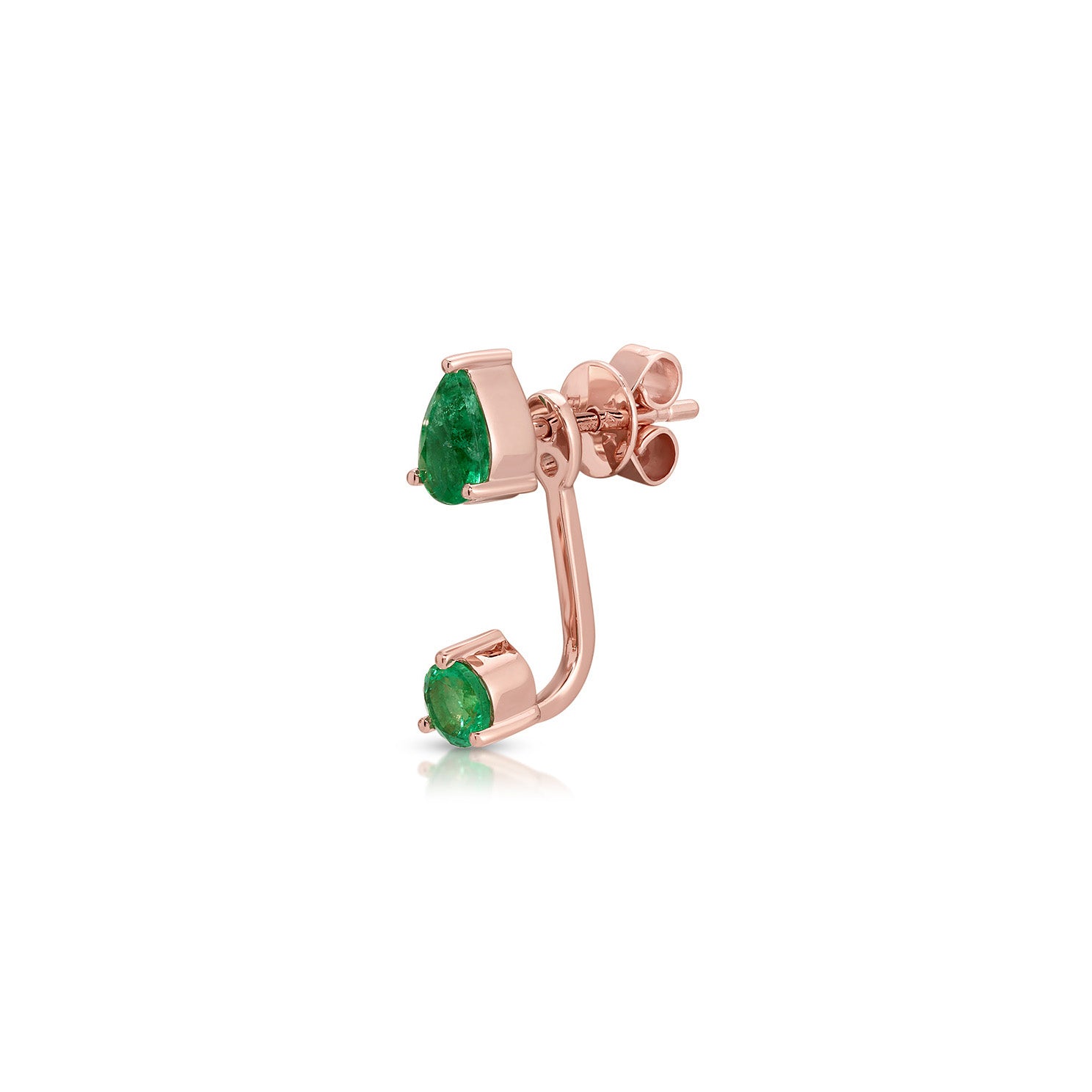 Emerald Pear and Oval Illusion Stud Earrings