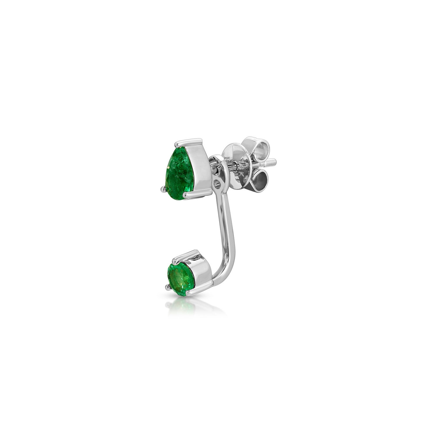 Emerald Pear and Oval Illusion Stud Earrings