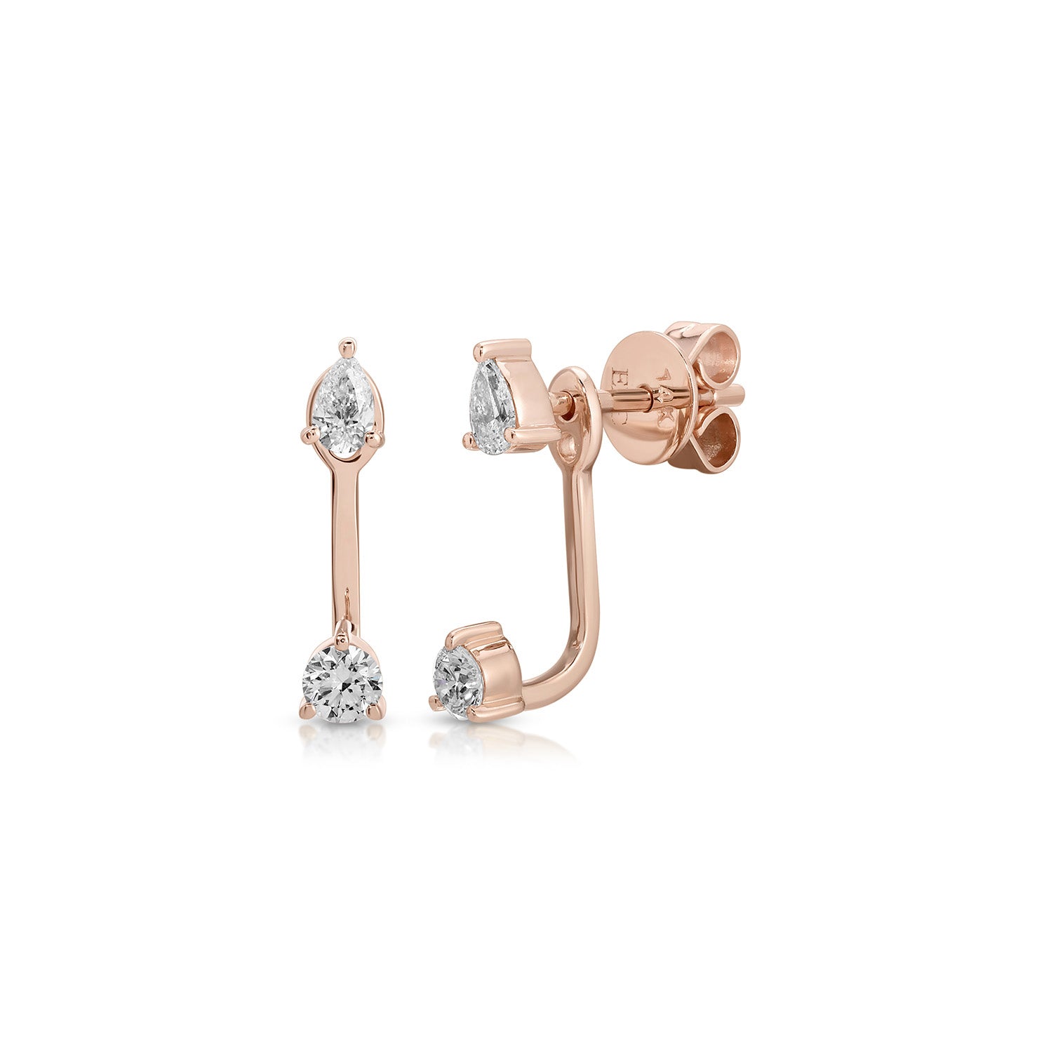 Diamond Pear and Round Illusion Stud Earrings