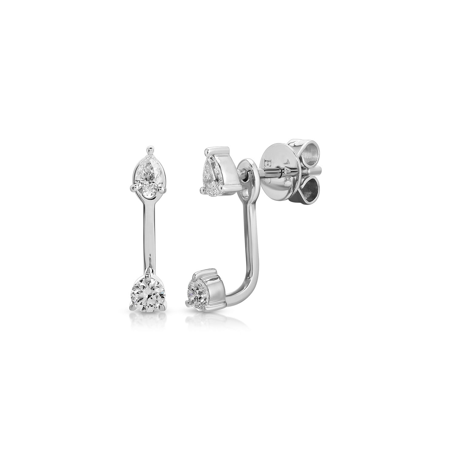 Diamond Pear and Round Illusion Stud Earrings