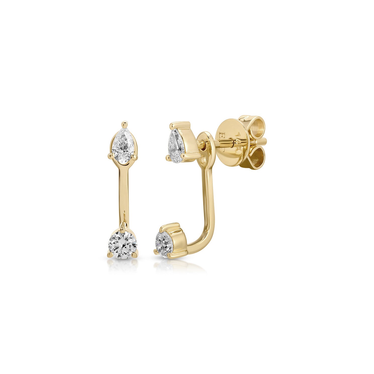 Diamond Pear and Round Illusion Stud Earrings