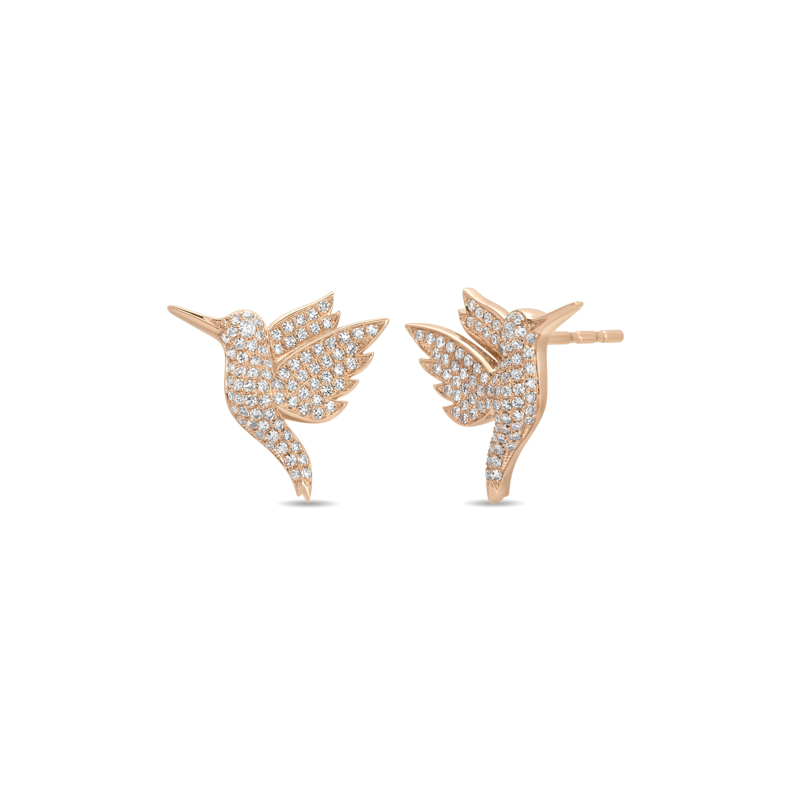 Pave Diamond Hummingbird Stud Earrings