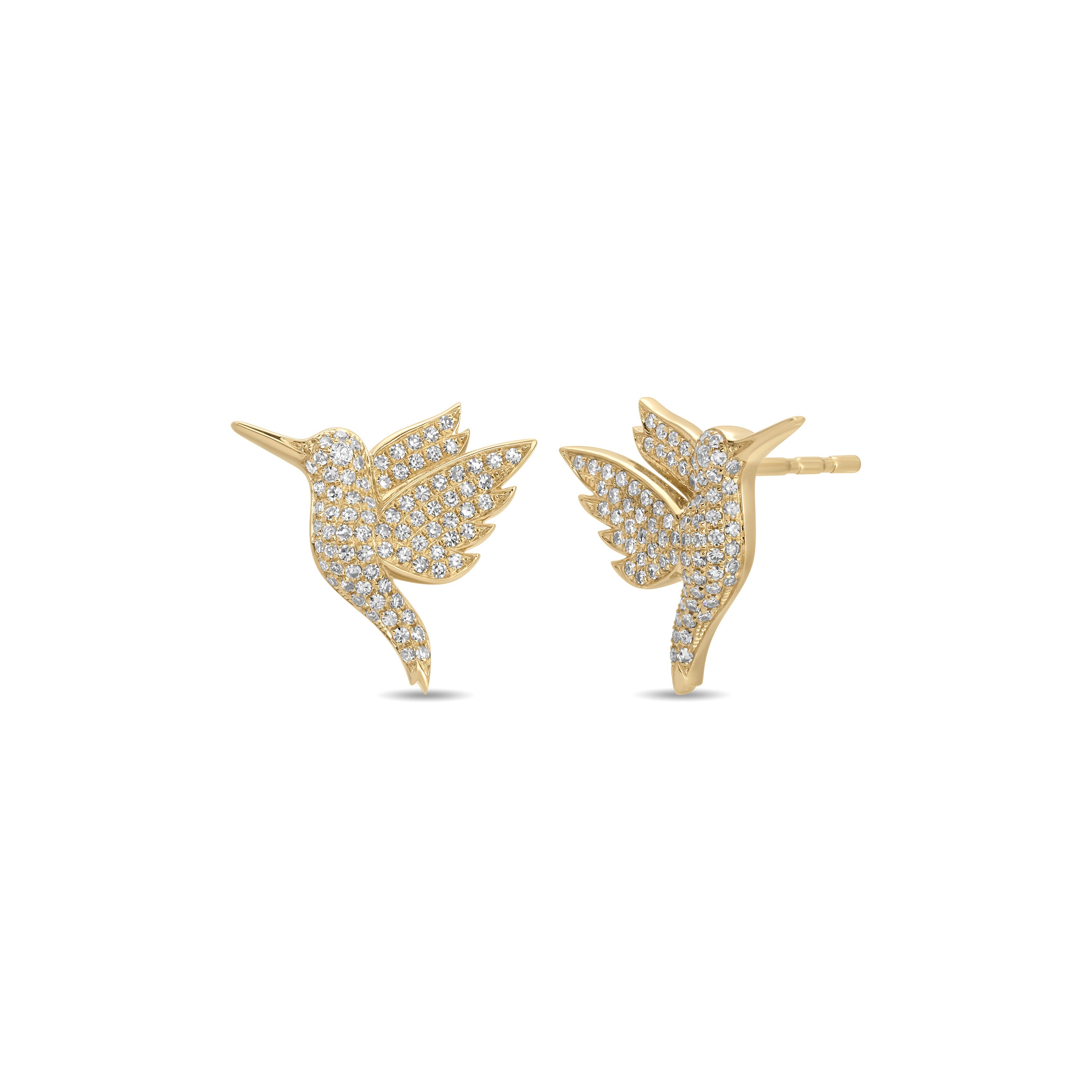 Pave Diamond Hummingbird Stud Earrings