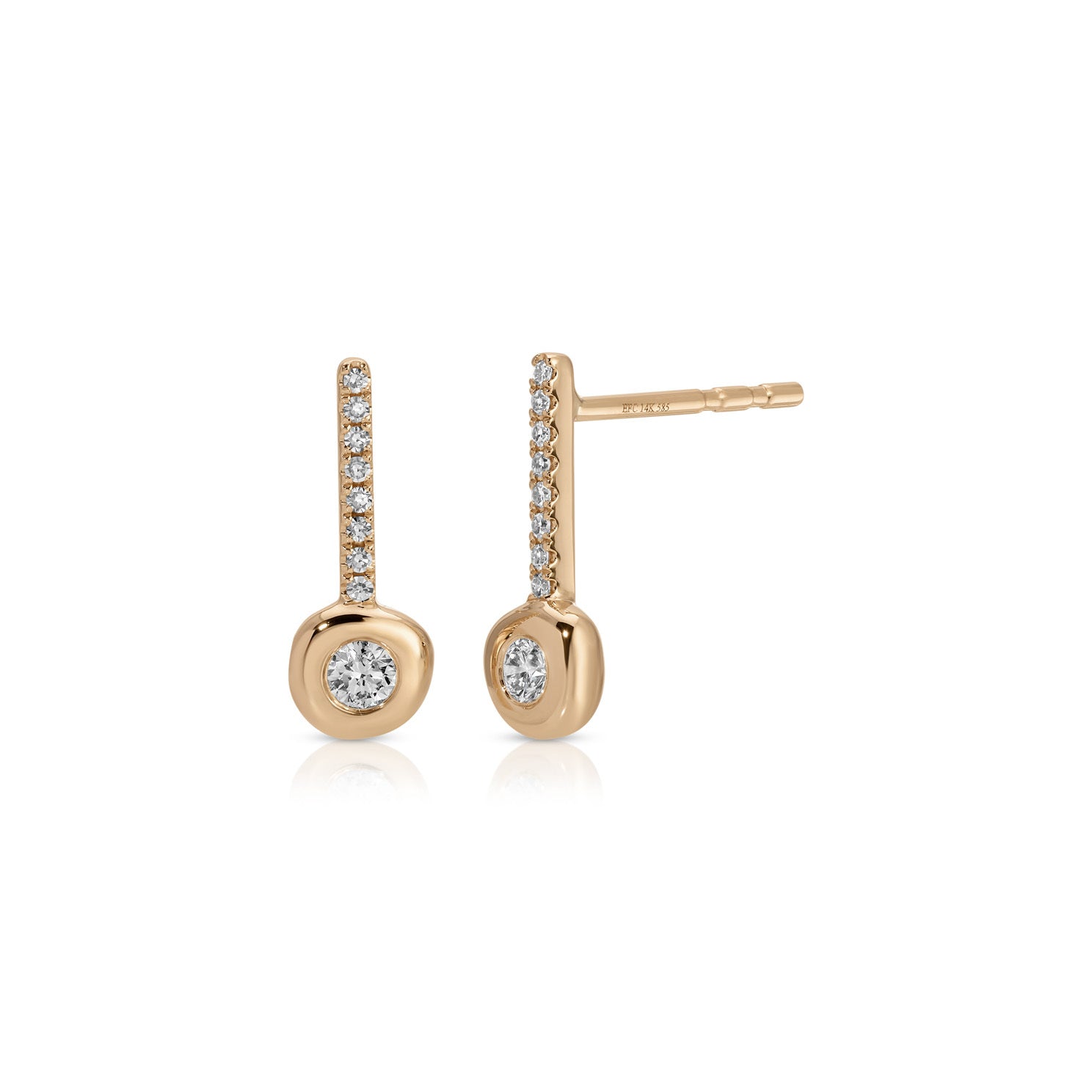 Diamond Pillow Bar Stud Earrings