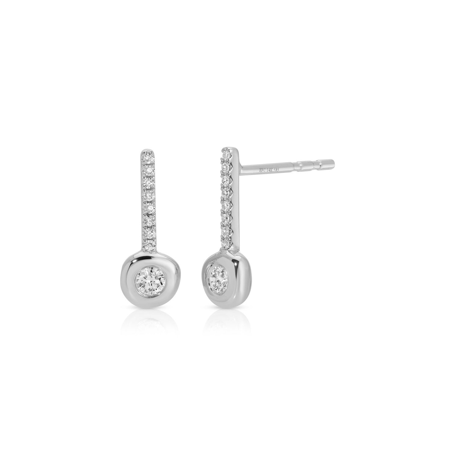 Diamond Pillow Bar Stud Earrings