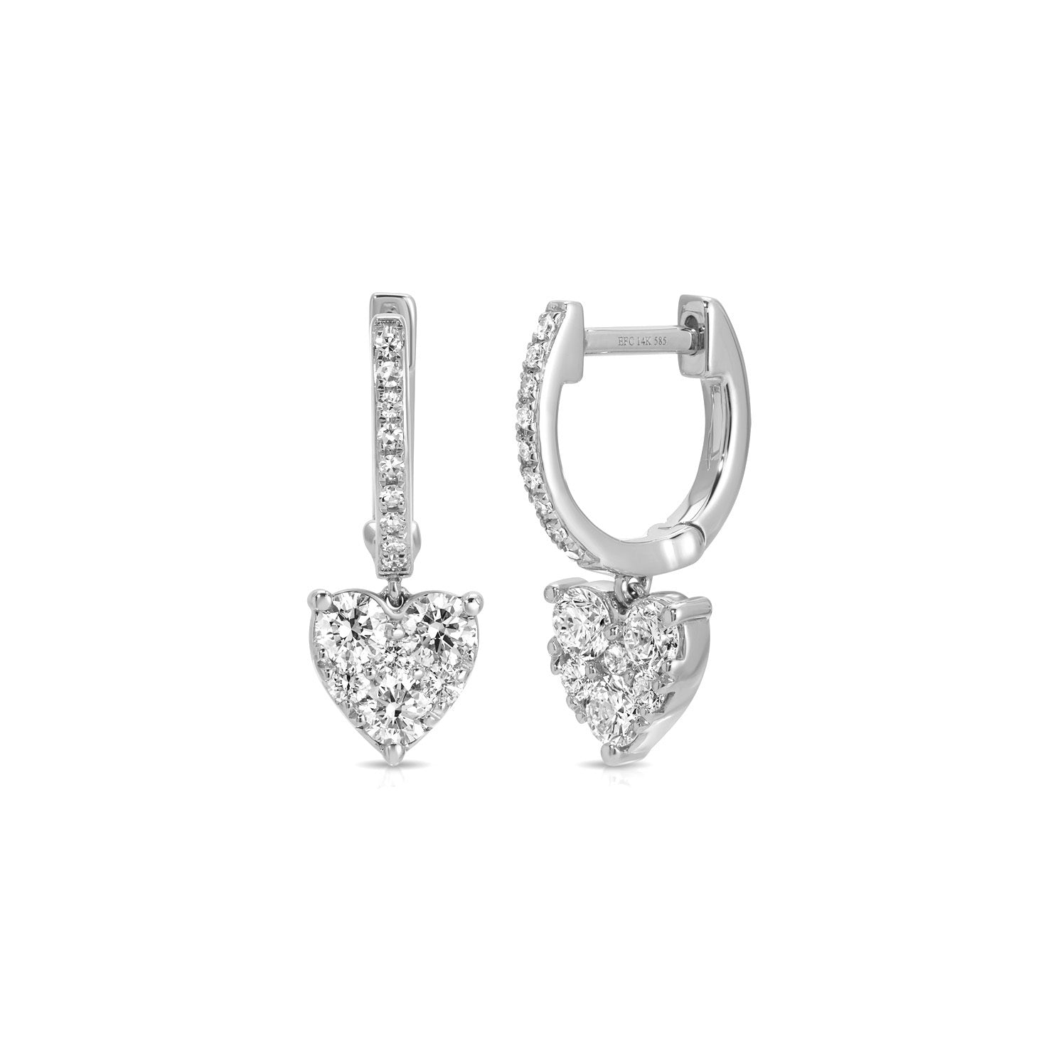 Full Cut Diamond Heart Mini Huggie Earrings