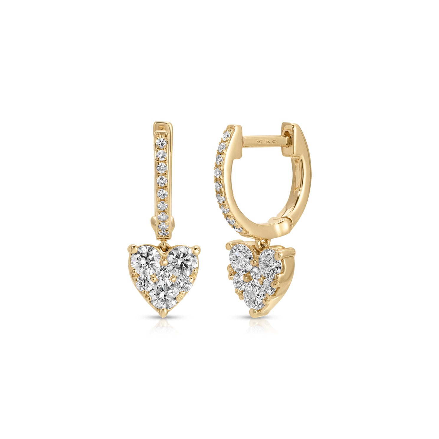 Full Cut Diamond Heart Mini Huggie Earrings