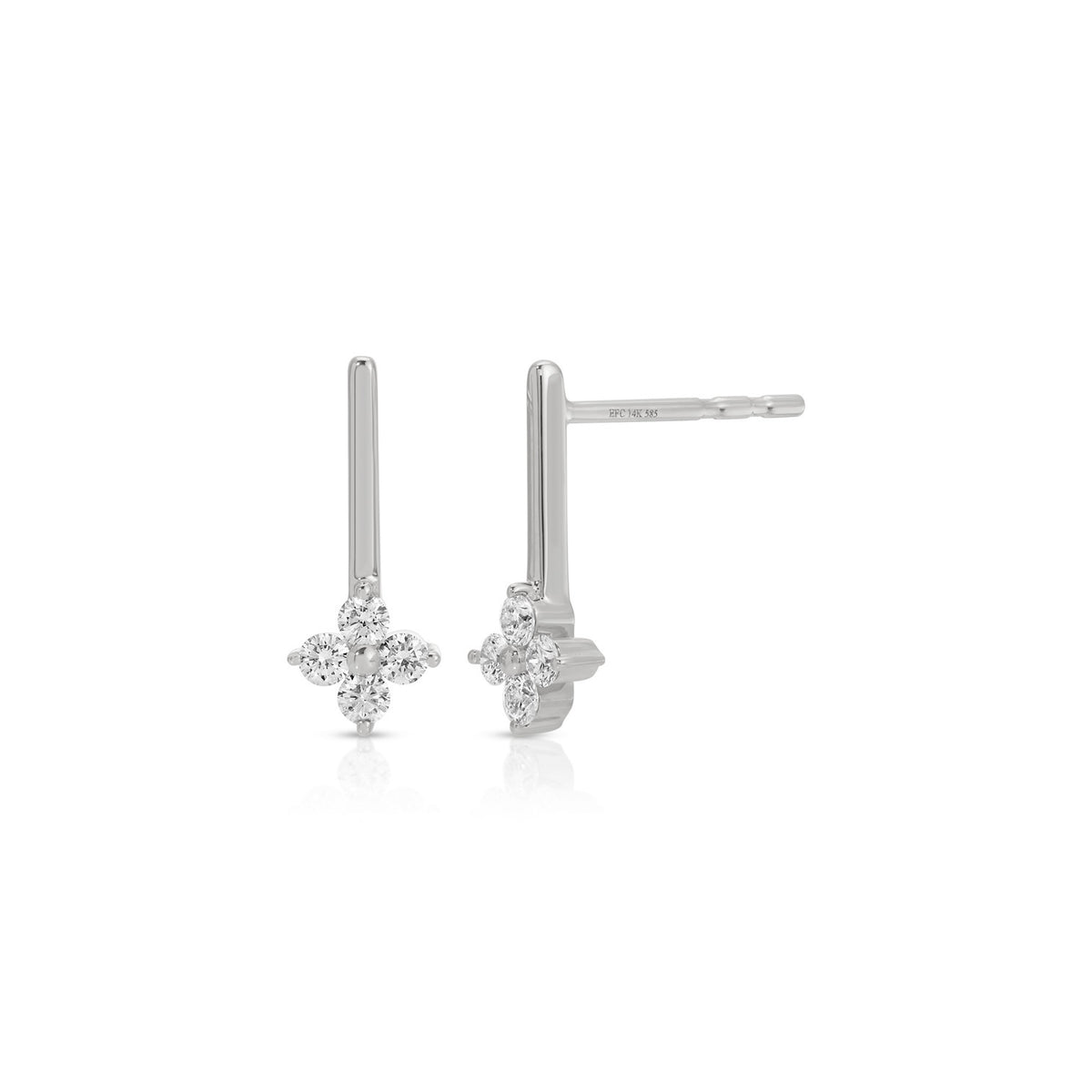 Diamond Fleur Bar Stud Earrings