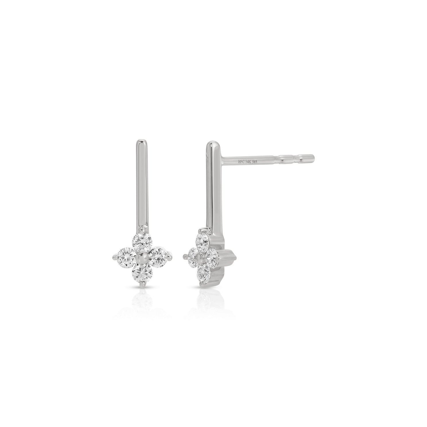 Diamond Fleur Bar Stud Earrings