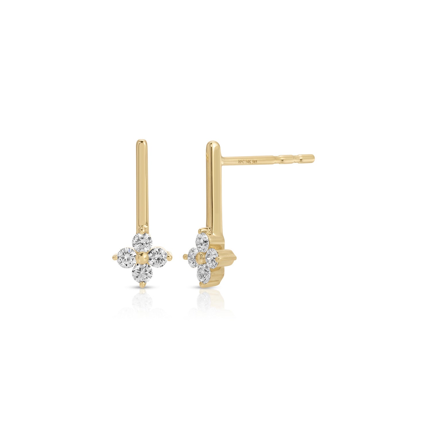Diamond Fleur Bar Stud Earrings