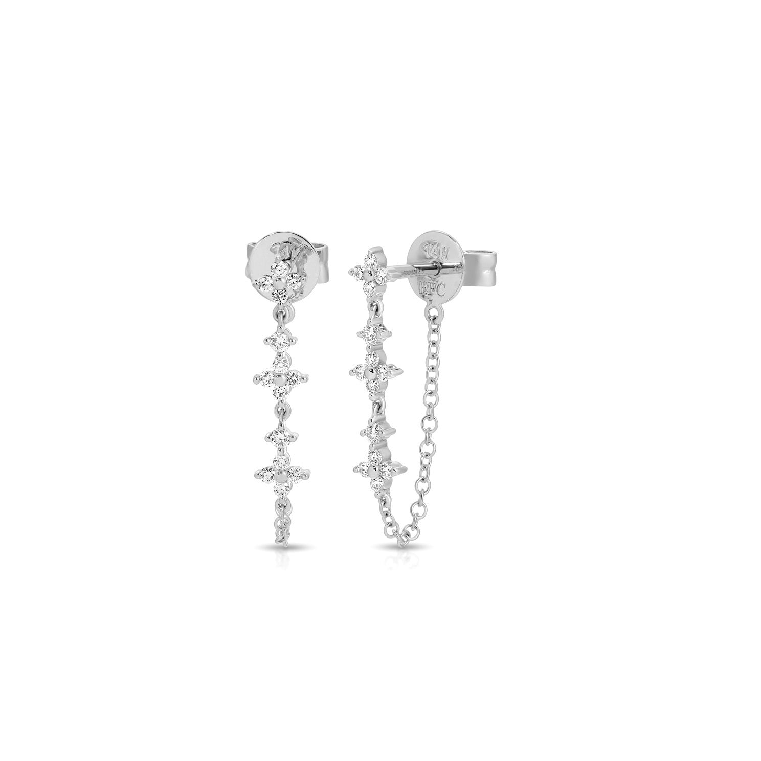 Diamond Fleur Chain Stud Earring