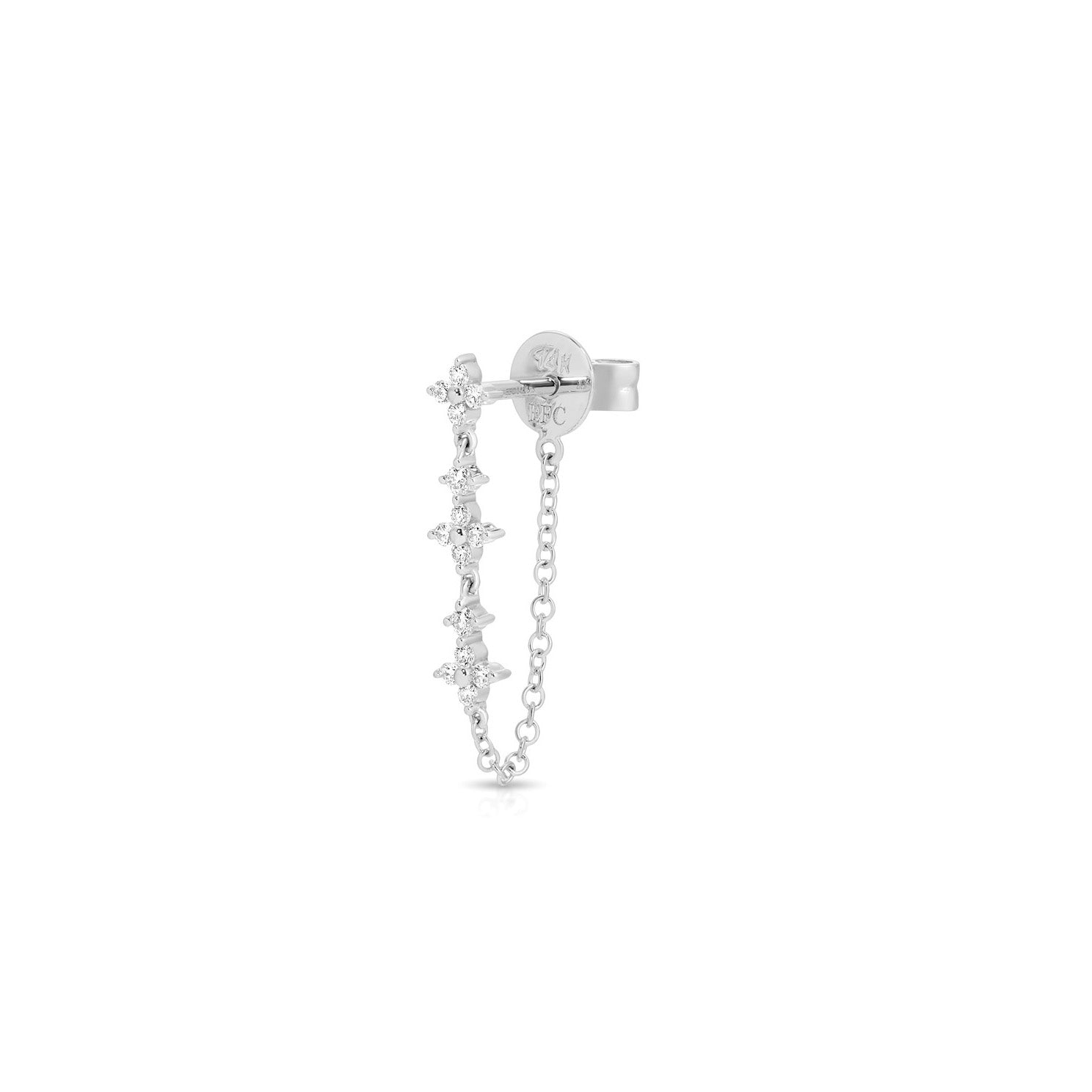 Diamond Fleur Chain Stud Earring