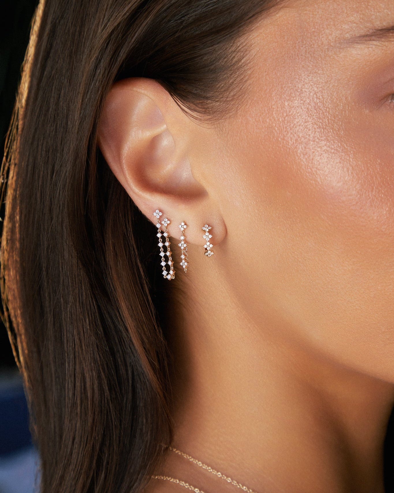 Diamond Fleur Double Stud Earring