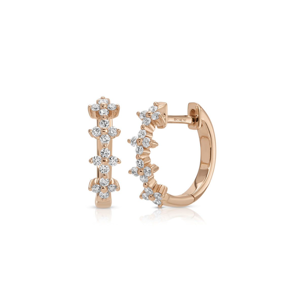 Diamond Fleur Huggie Earrings
