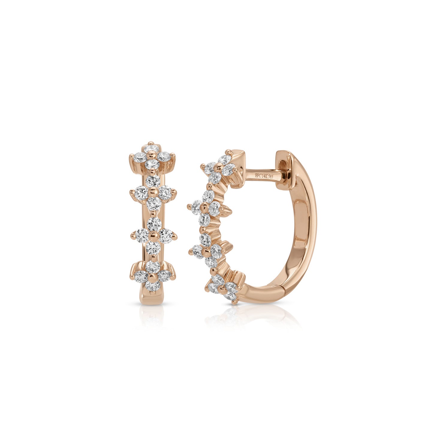 Diamond Fleur Huggie Earrings
