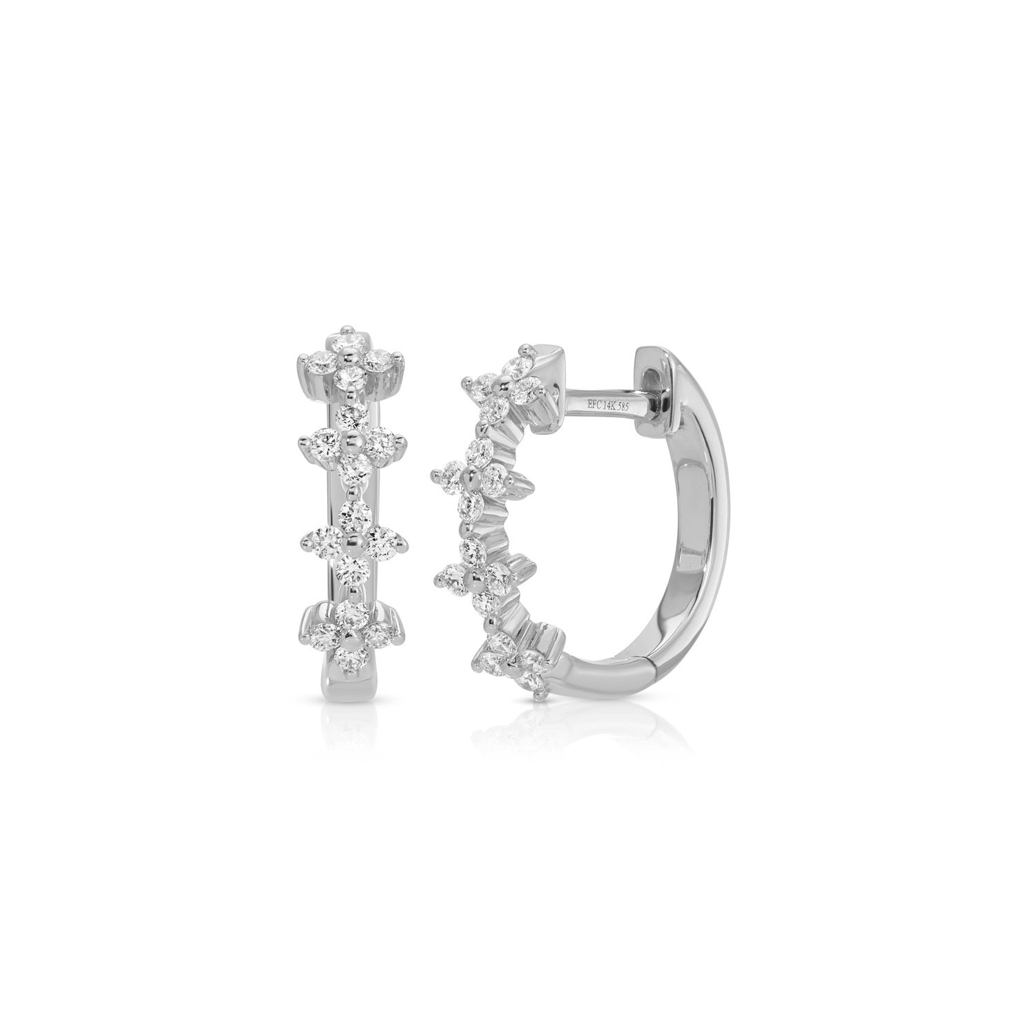 Diamond Fleur Huggie Earrings