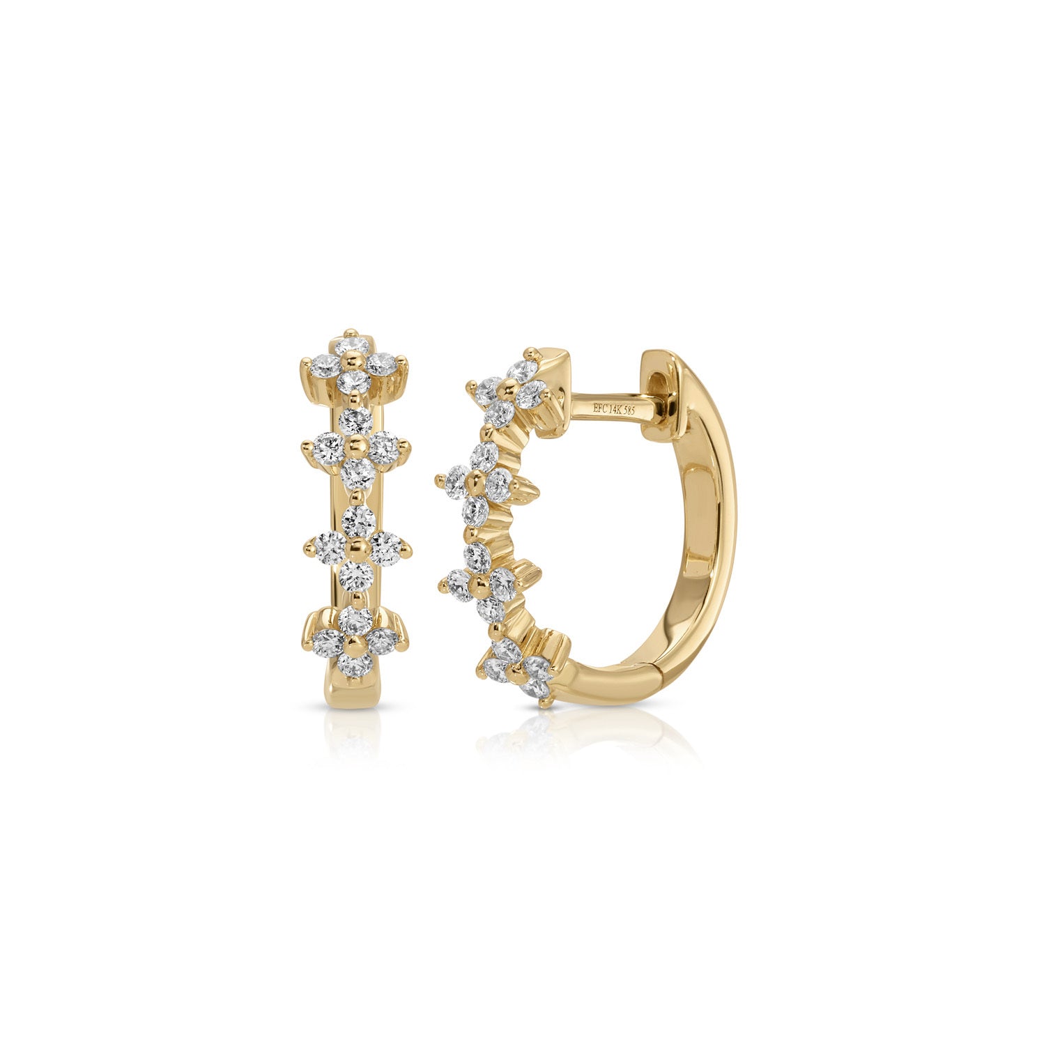 Diamond Fleur Huggie Earrings