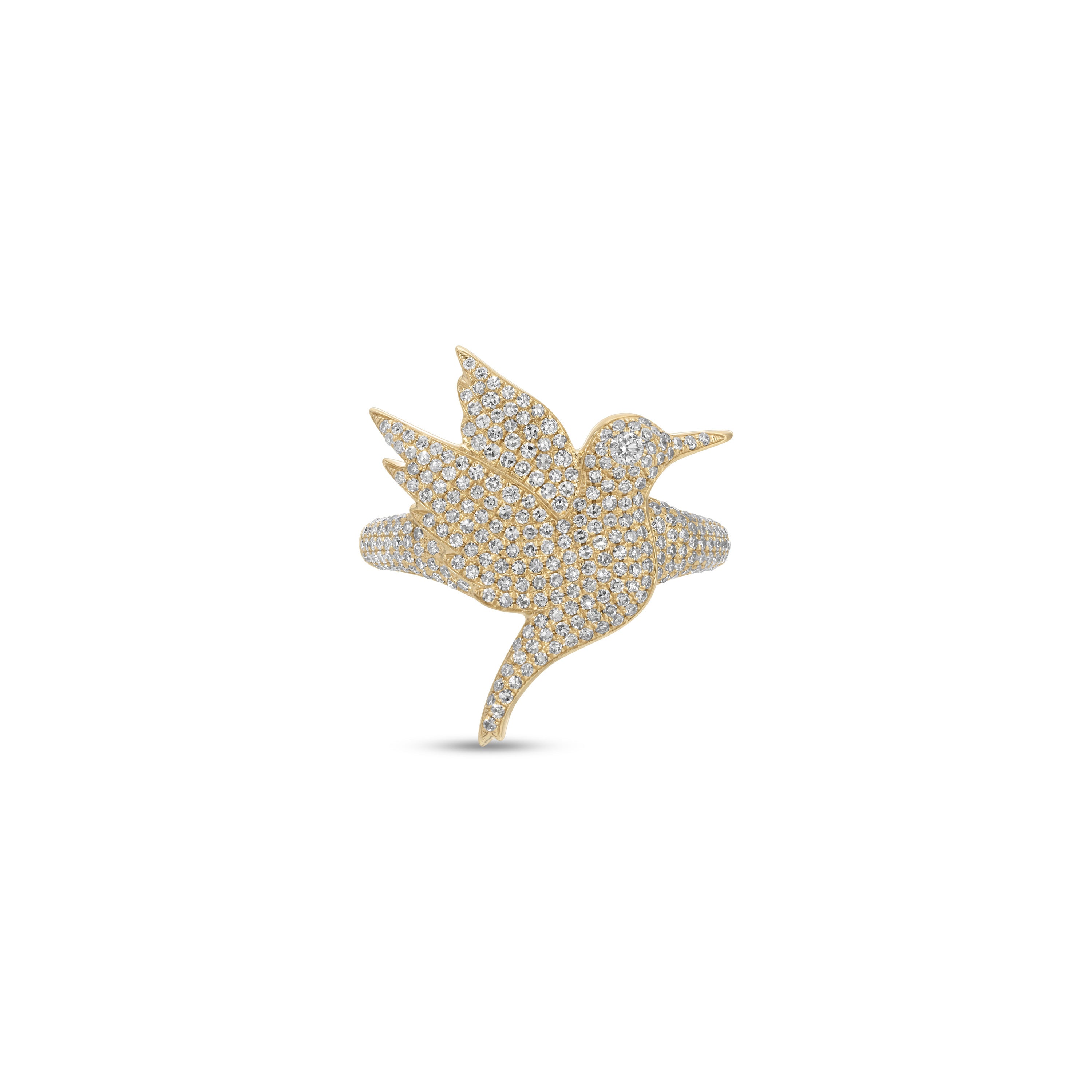 Pave Diamond Hummingbird Pinky Ring