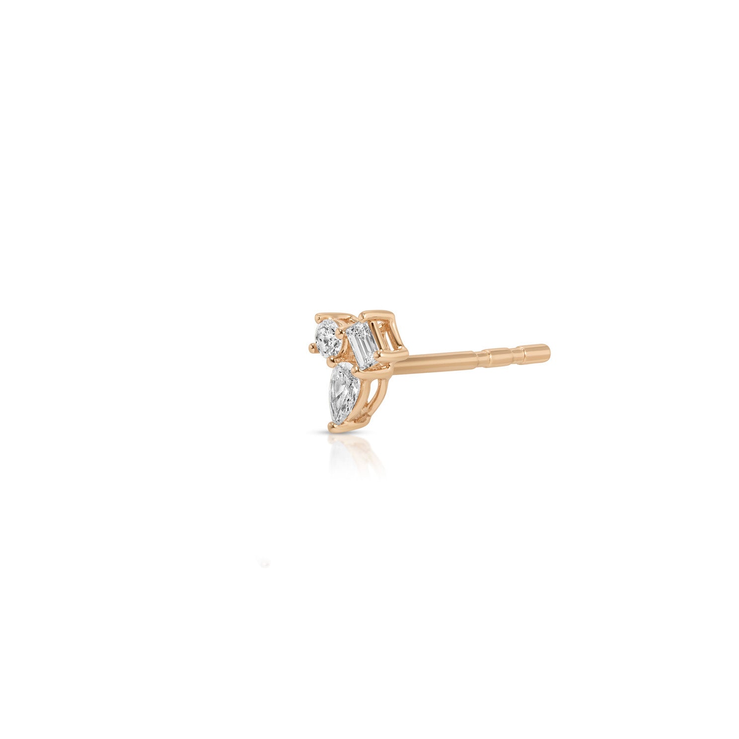 Mini Triple Diamond Cluster Stud Earrings