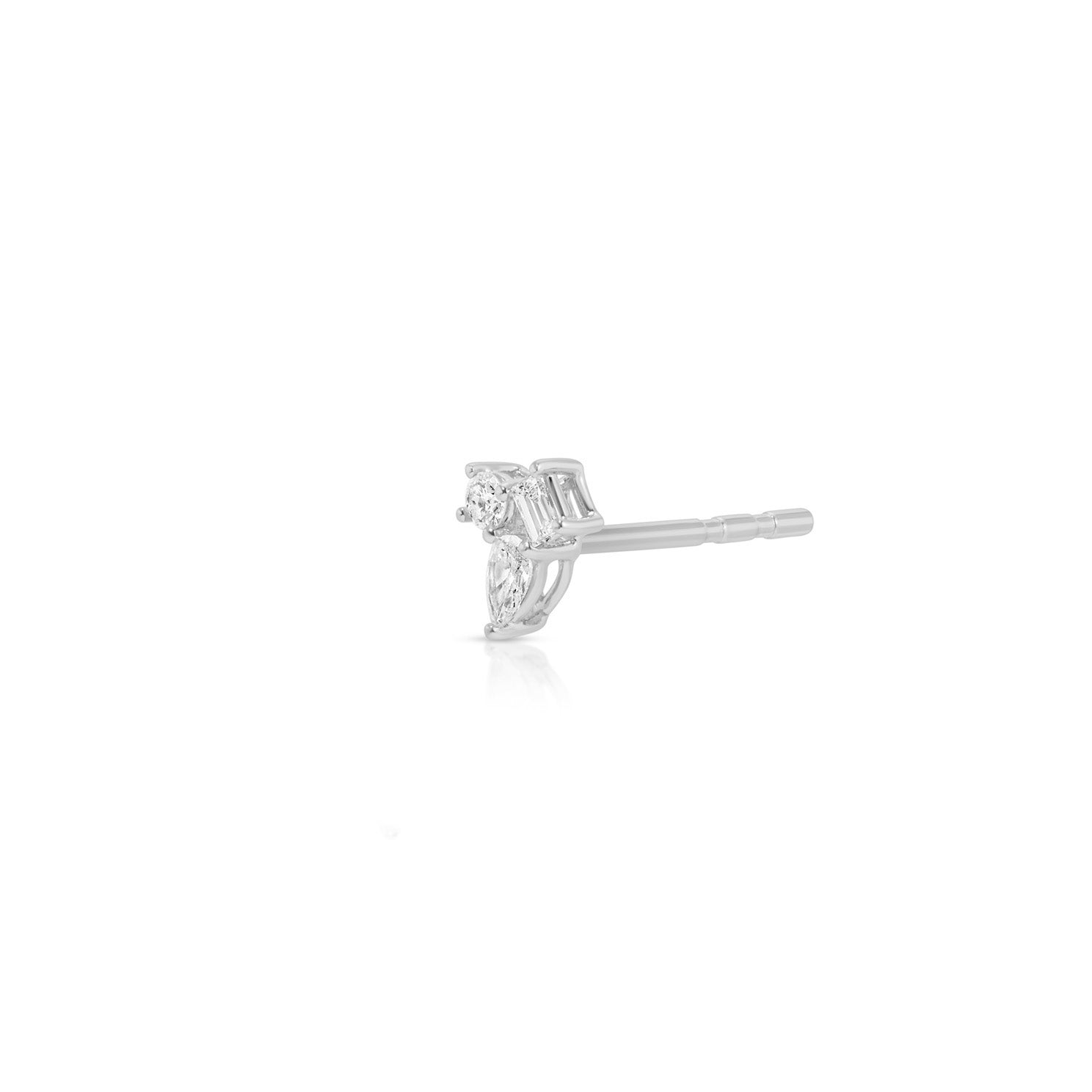 Mini Triple Diamond Cluster Stud Earrings