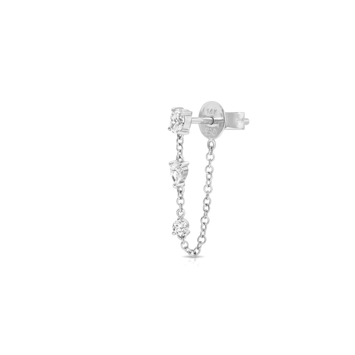 Mixed Shape Diamond Chain Stud Earrings