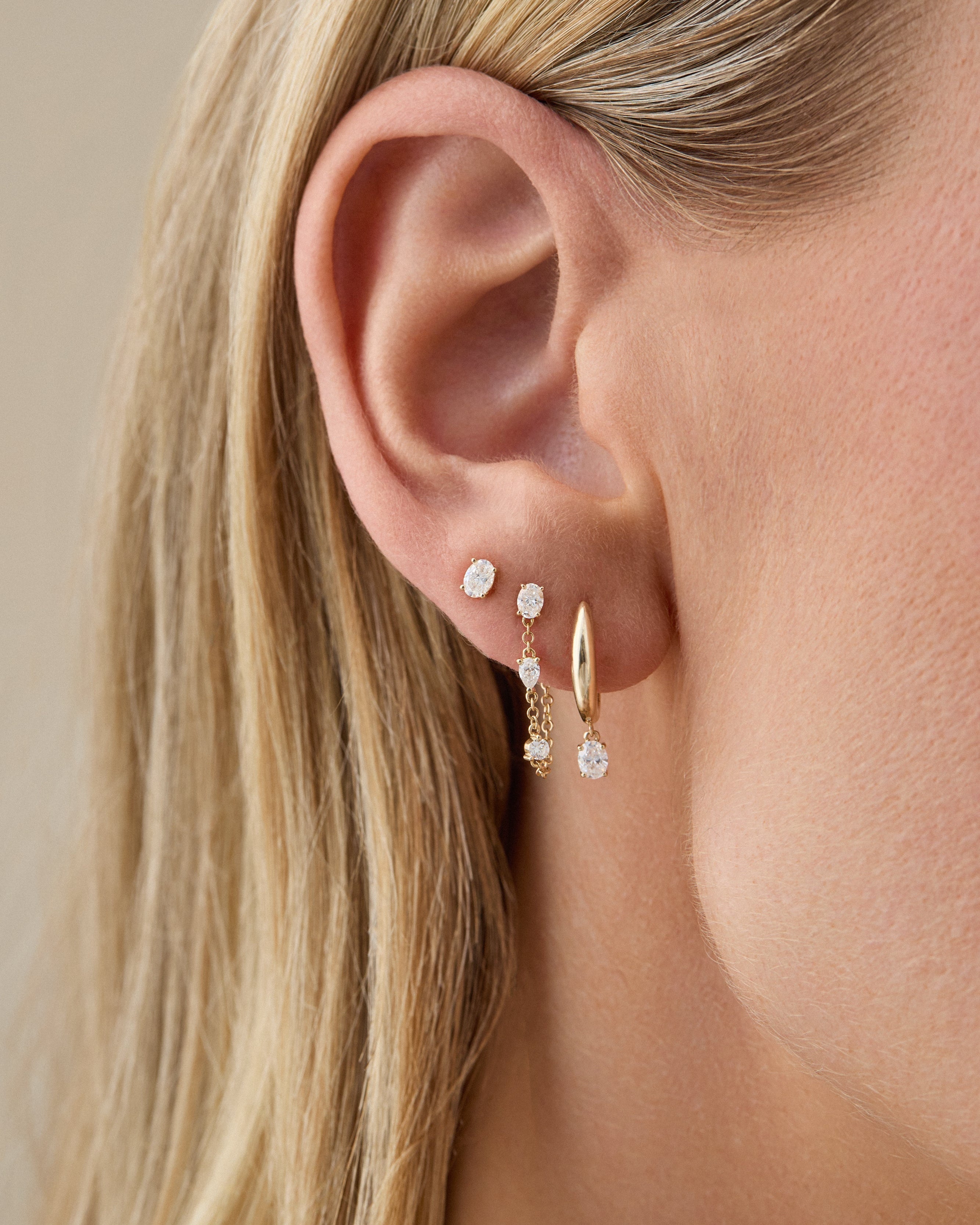 Mixed Shape Diamond Chain Stud Earrings