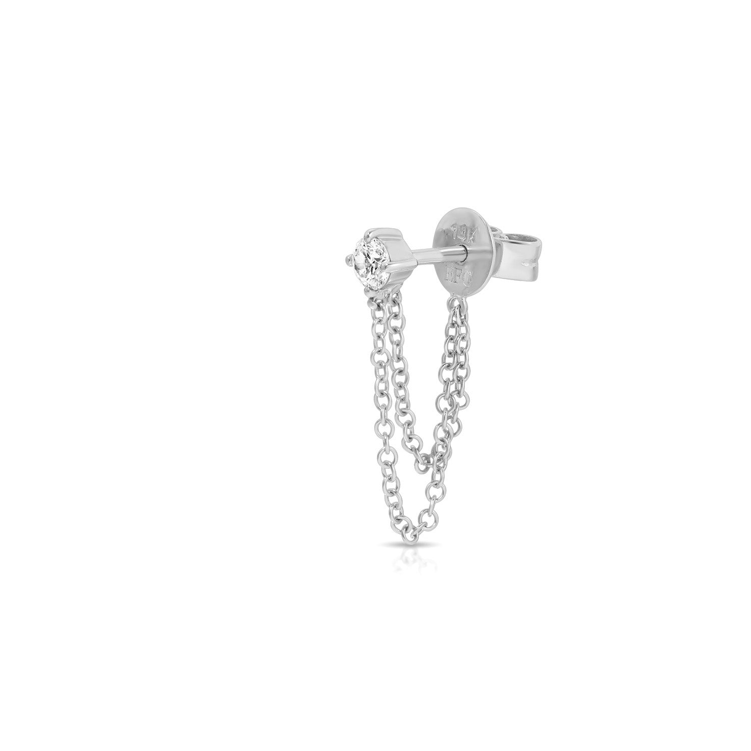 Solitaire Diamond Chain Stud Earrings