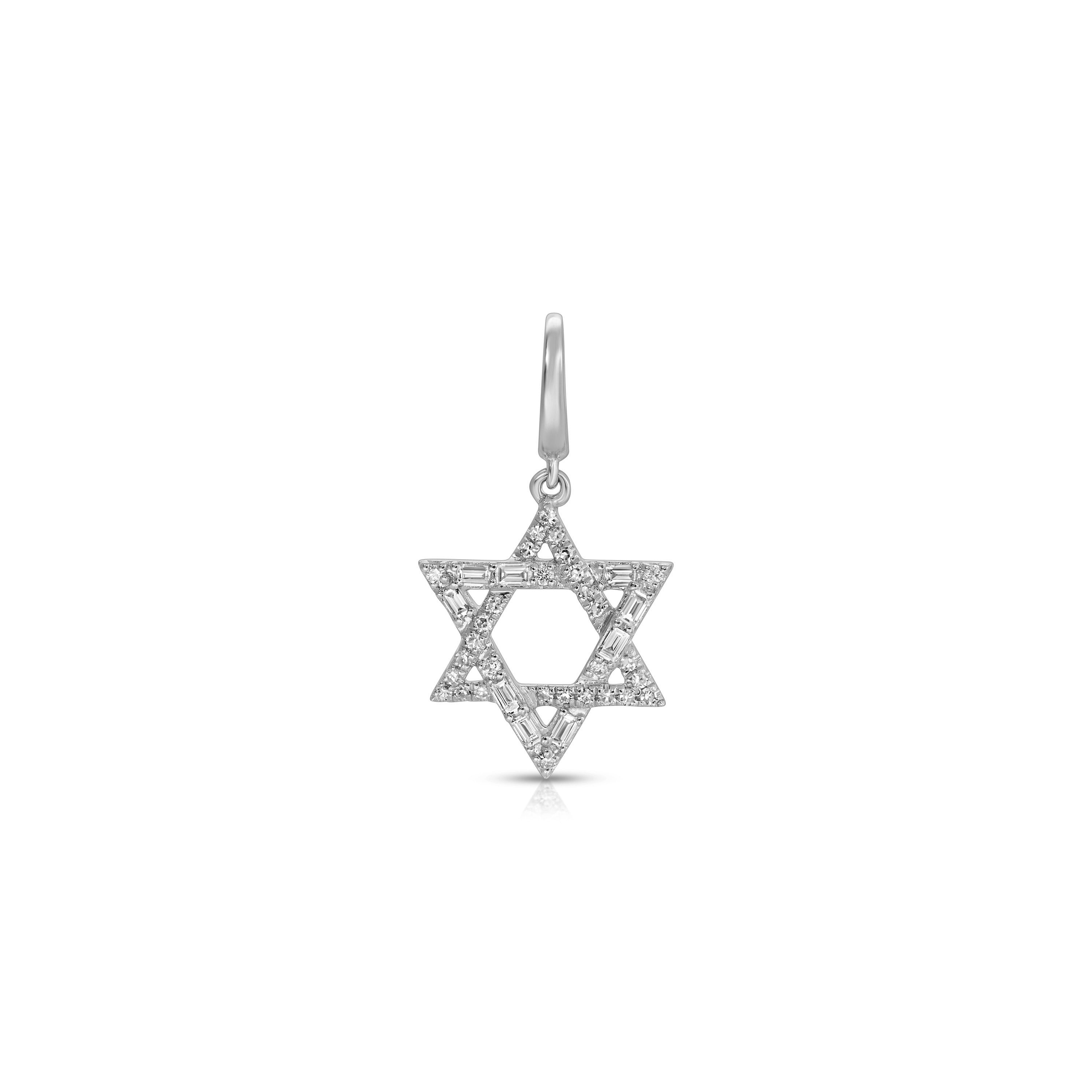 Diamond Baguette Star of David Clip Charm