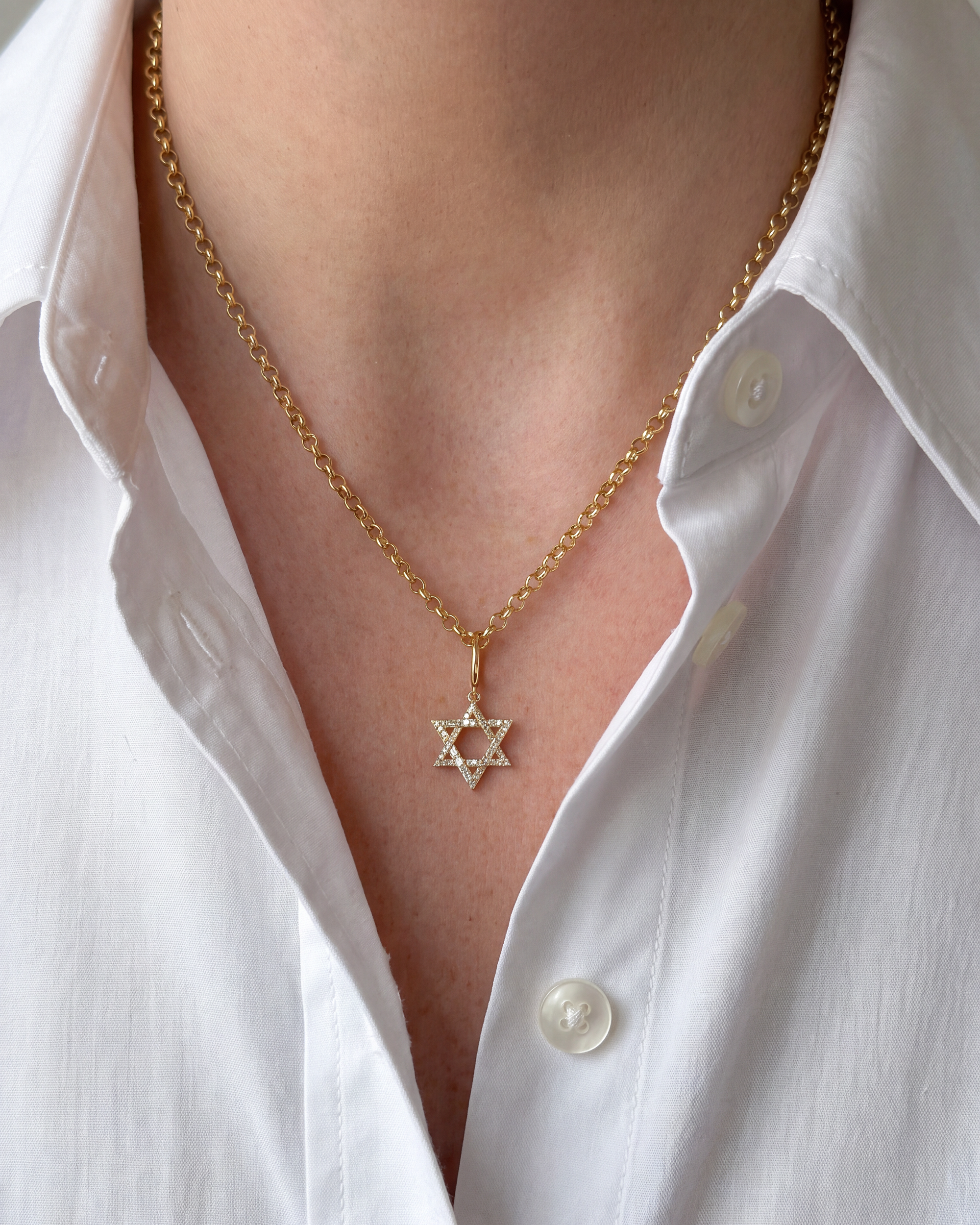 Diamond Baguette Star of David Clip Charm