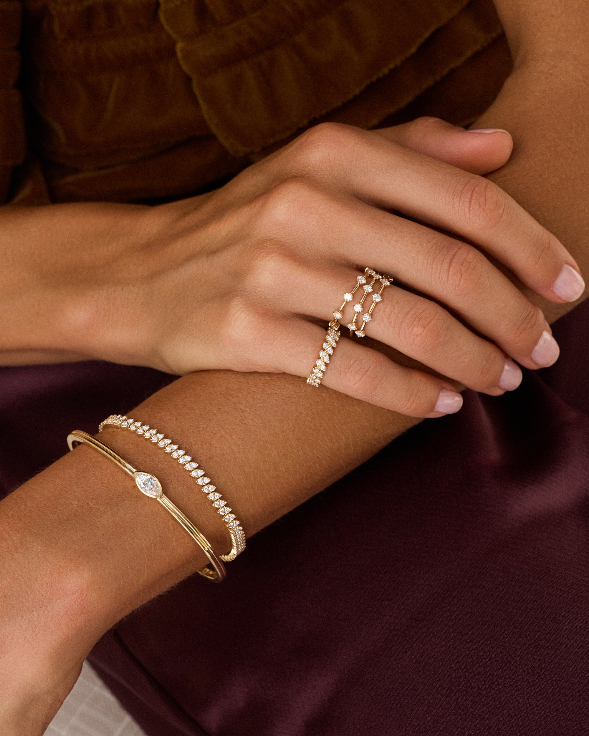 Full Cut Diamond Marquise Eternity Bracelet