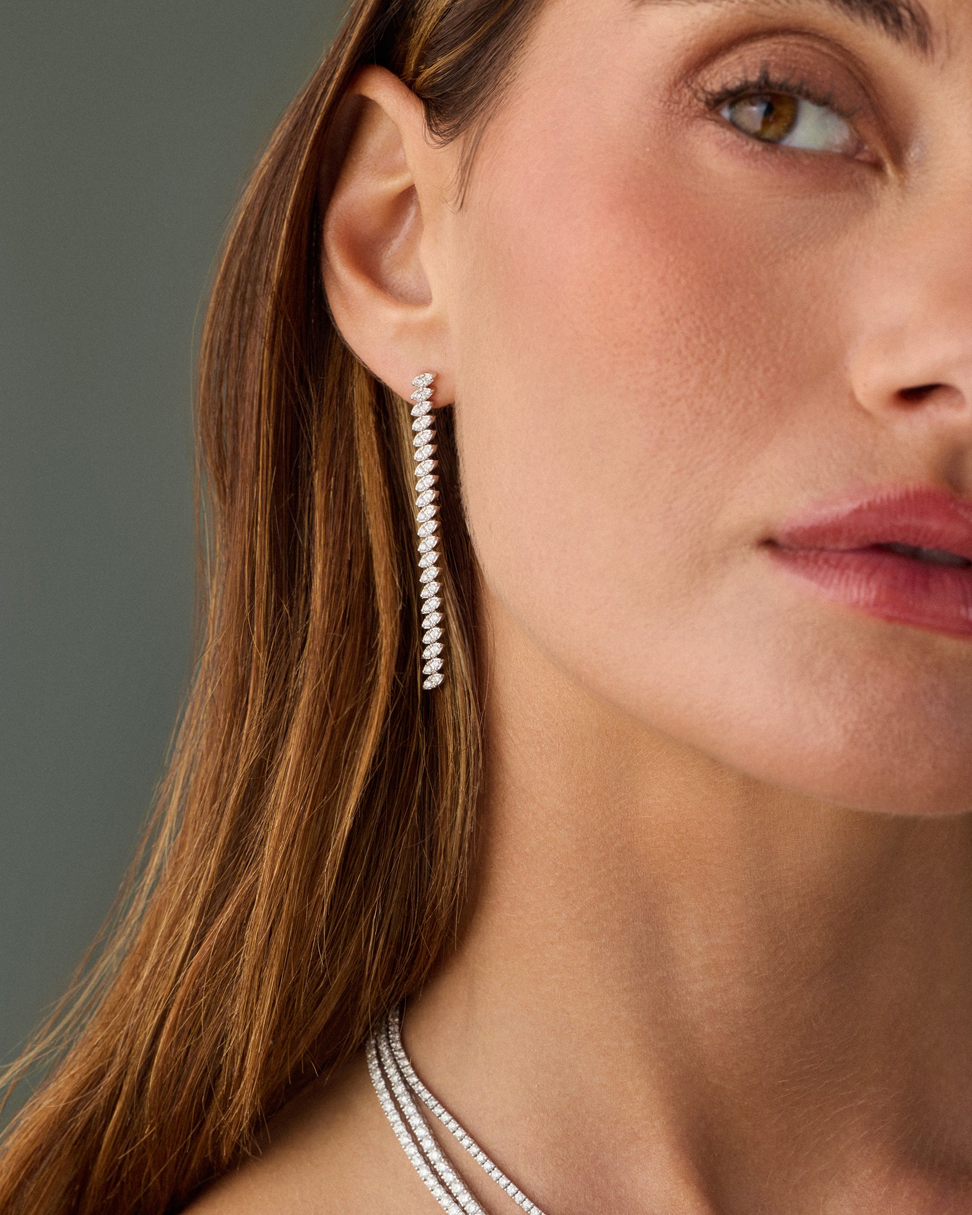 Full Cut Diamond Marquise Drop Earrings