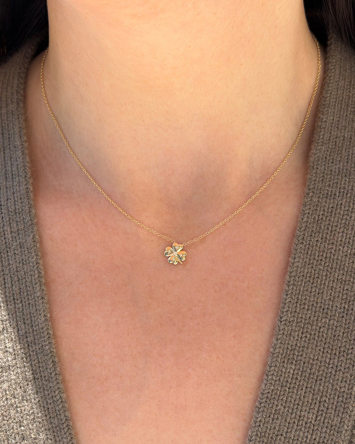 Diamond Mini Clover Necklace