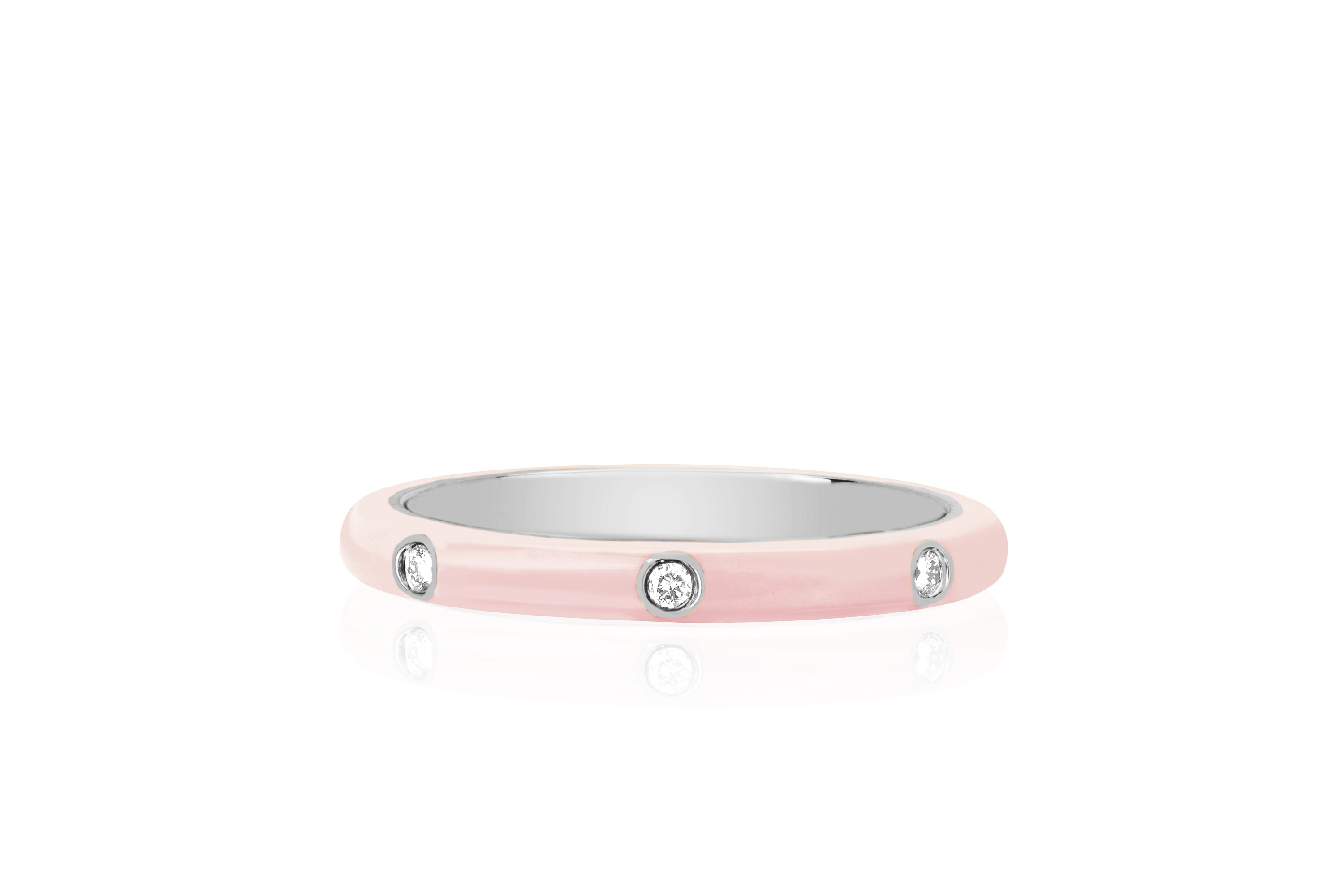 3 Diamond & Blush Enamel Stack Ring