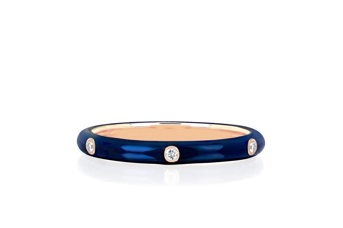 3 Diamond & Navy Enamel Stack Ring