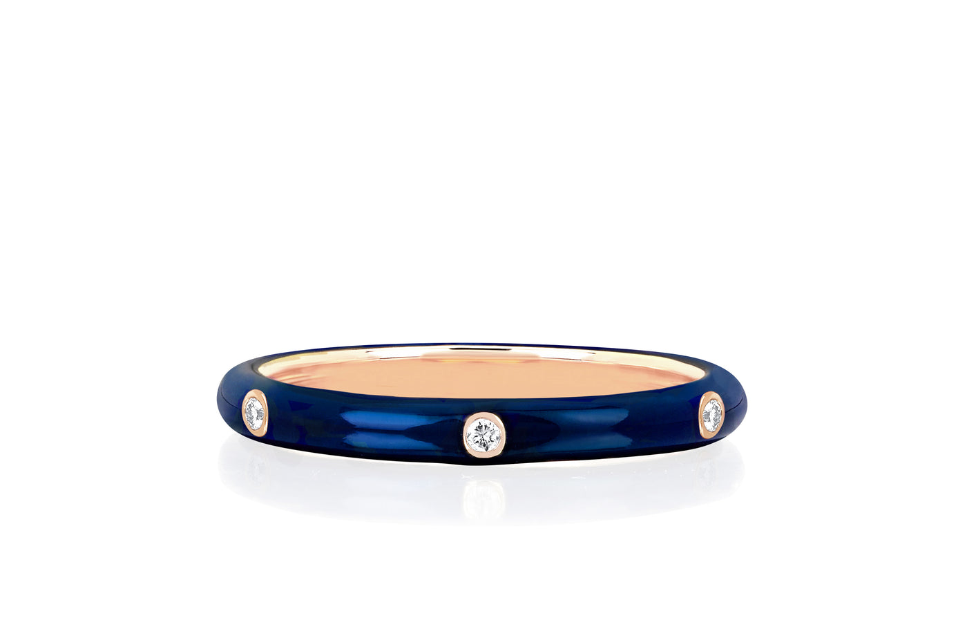 3 Diamond & Navy Enamel Stack Ring