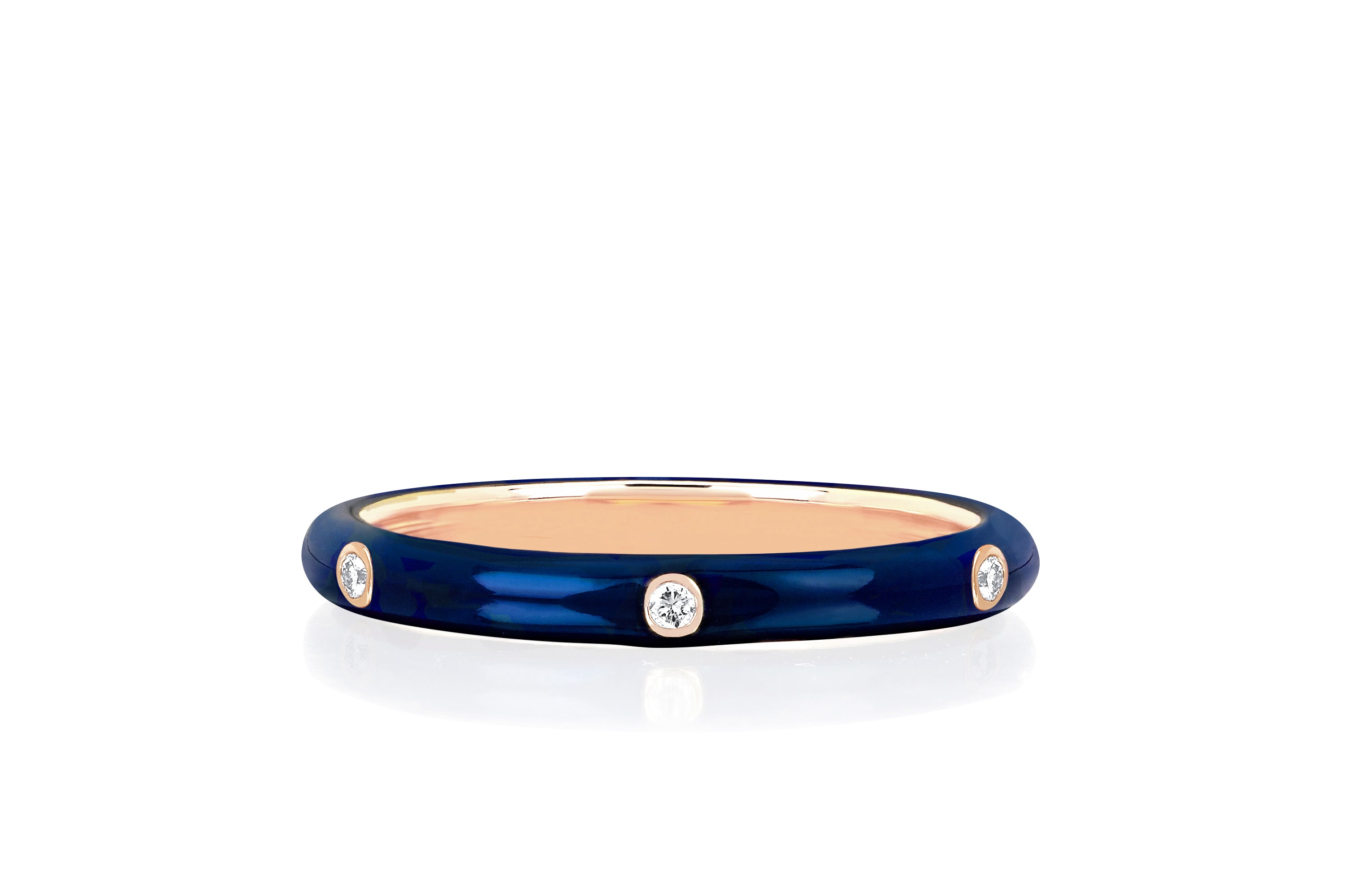3 Diamond & Navy Enamel Stack Ring
