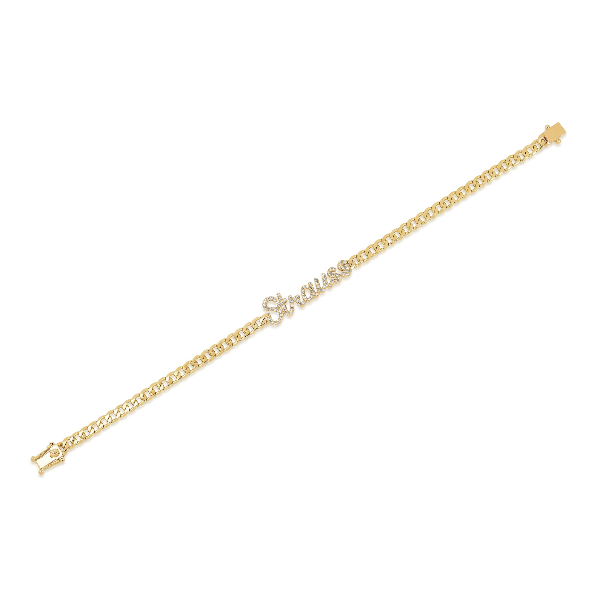 Diamond Script Name Curb Chain Bracelet