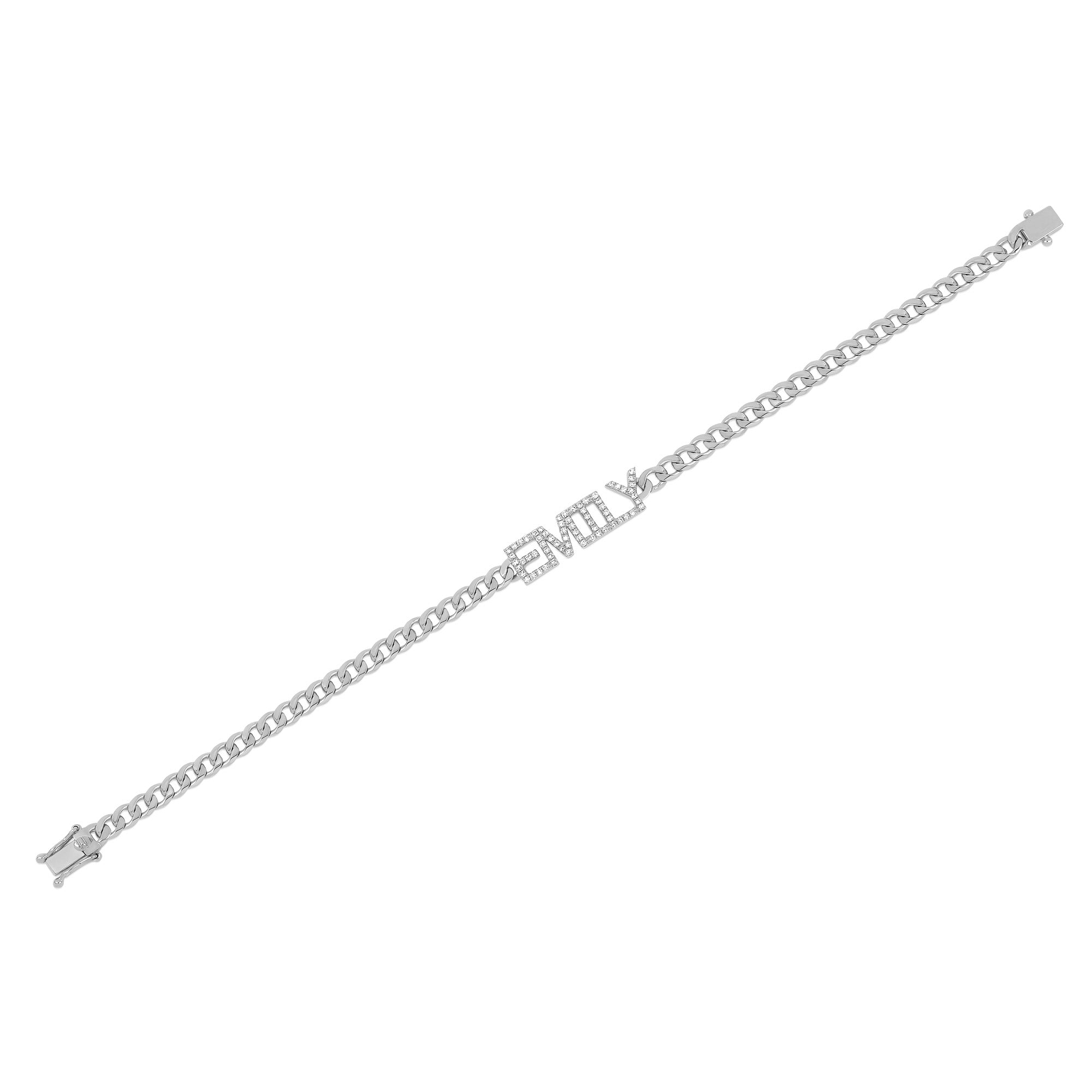 Diamond Name Curb Chain Bracelet
