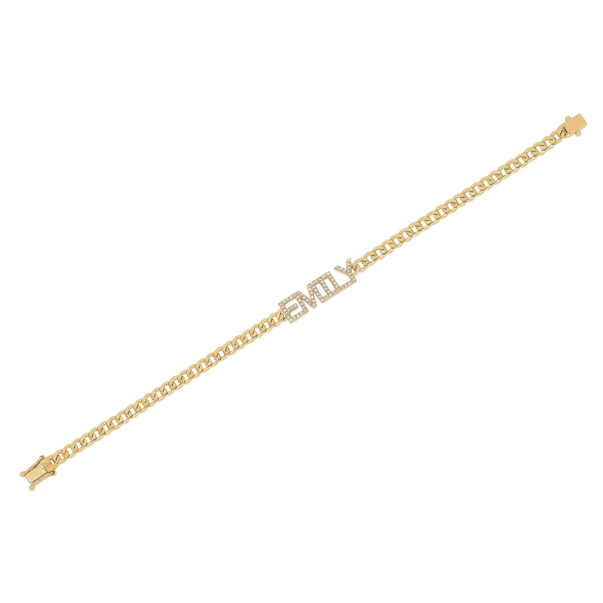 Diamond Name Curb Chain Bracelet