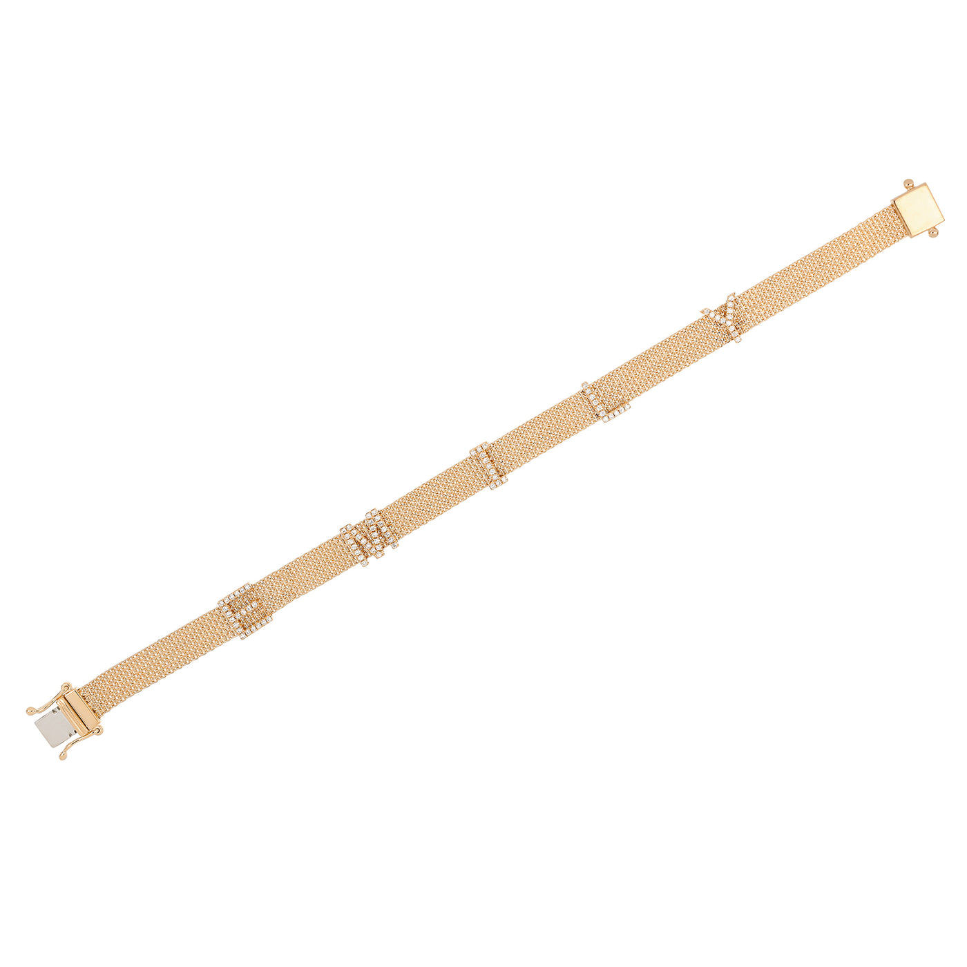 Diamond Mesh Name Bracelet in 14k rose gold with initials EMILY