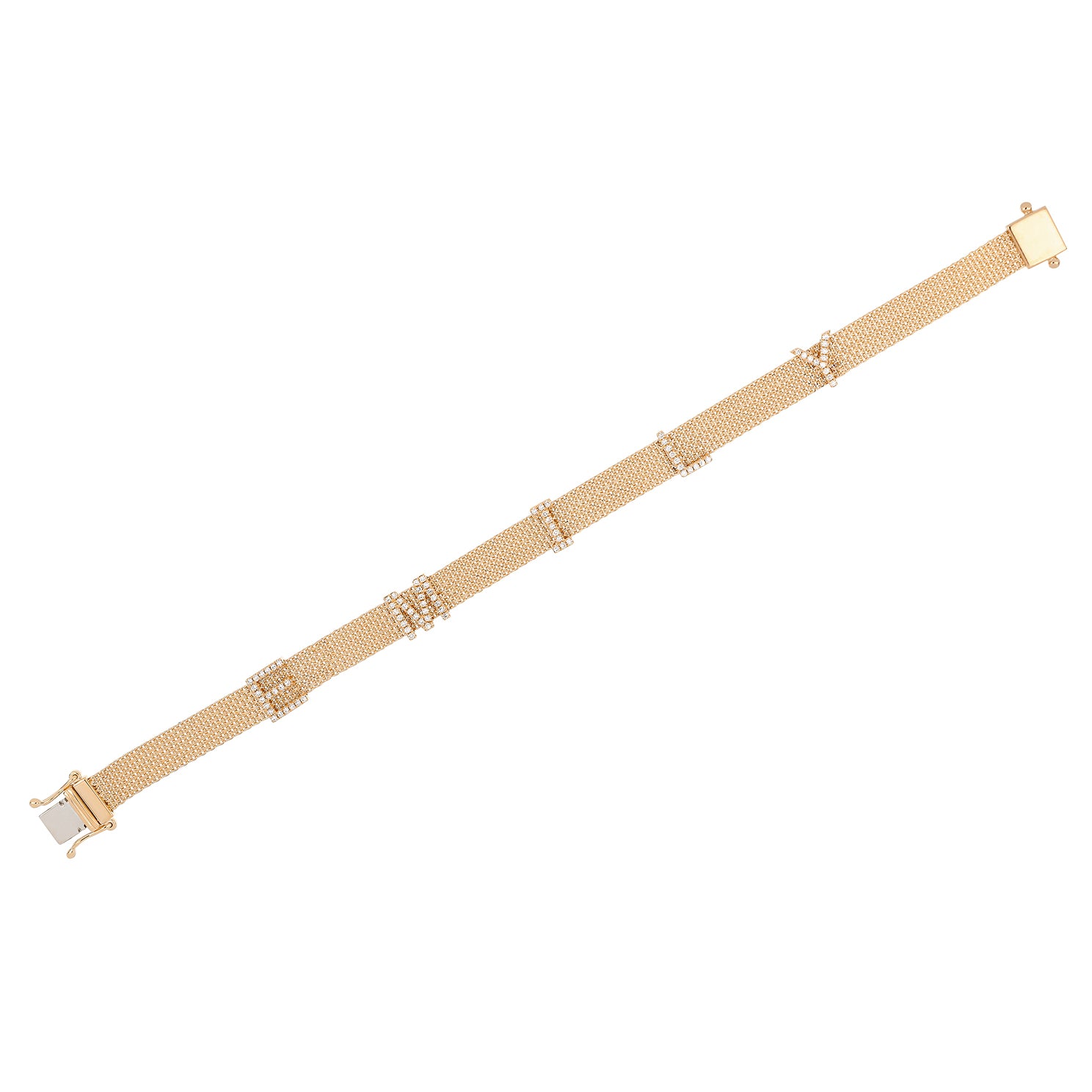 Diamond Mesh Name Bracelet in 14k rose gold with initials EMILY