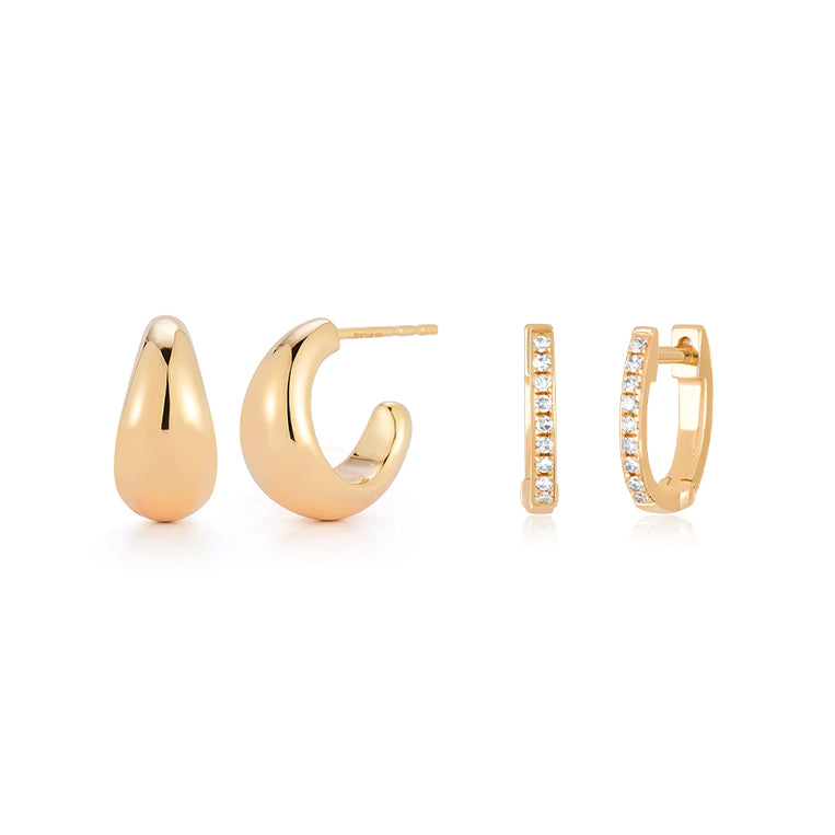 The Statement Huggie Gift Set 14k Gold EF Collection — EF