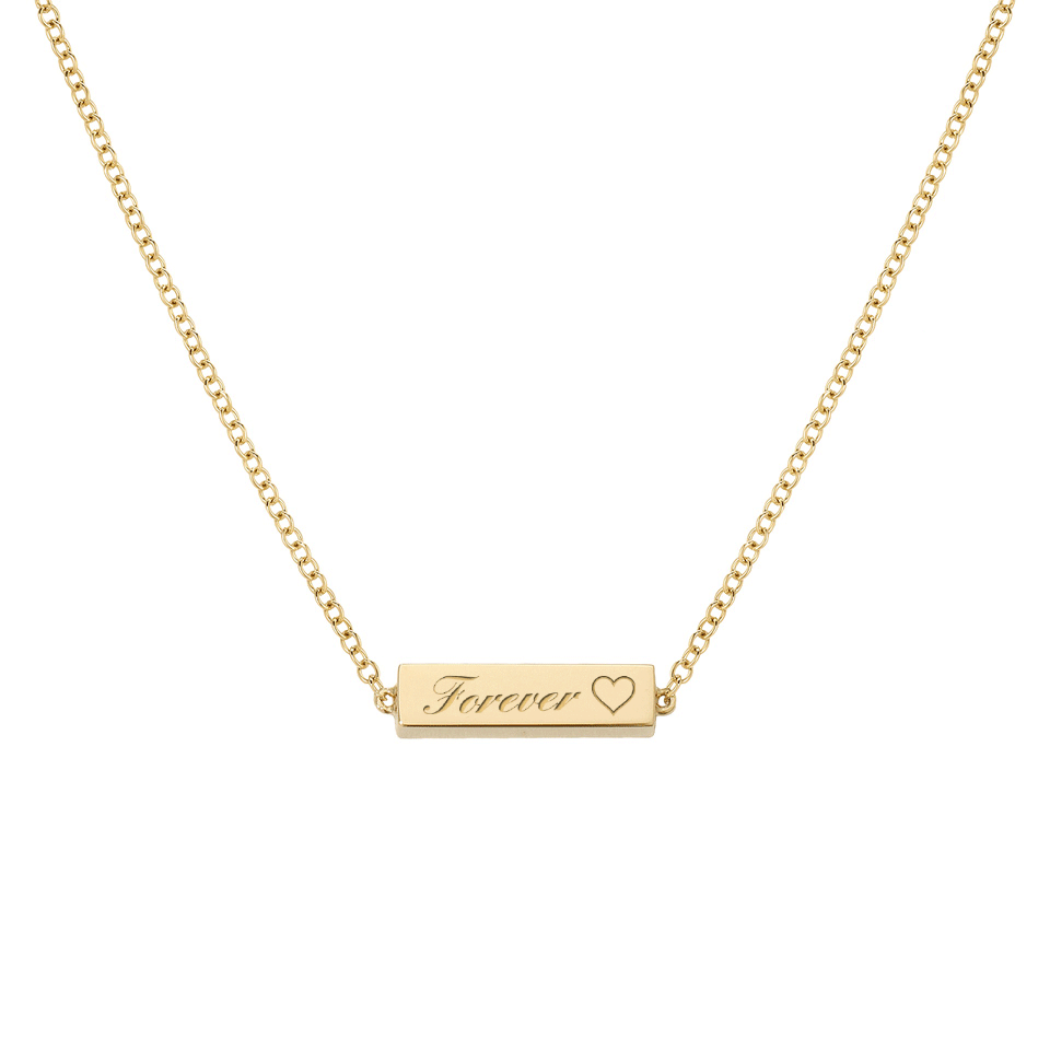 Gold Block Chain Necklace with Engraving
