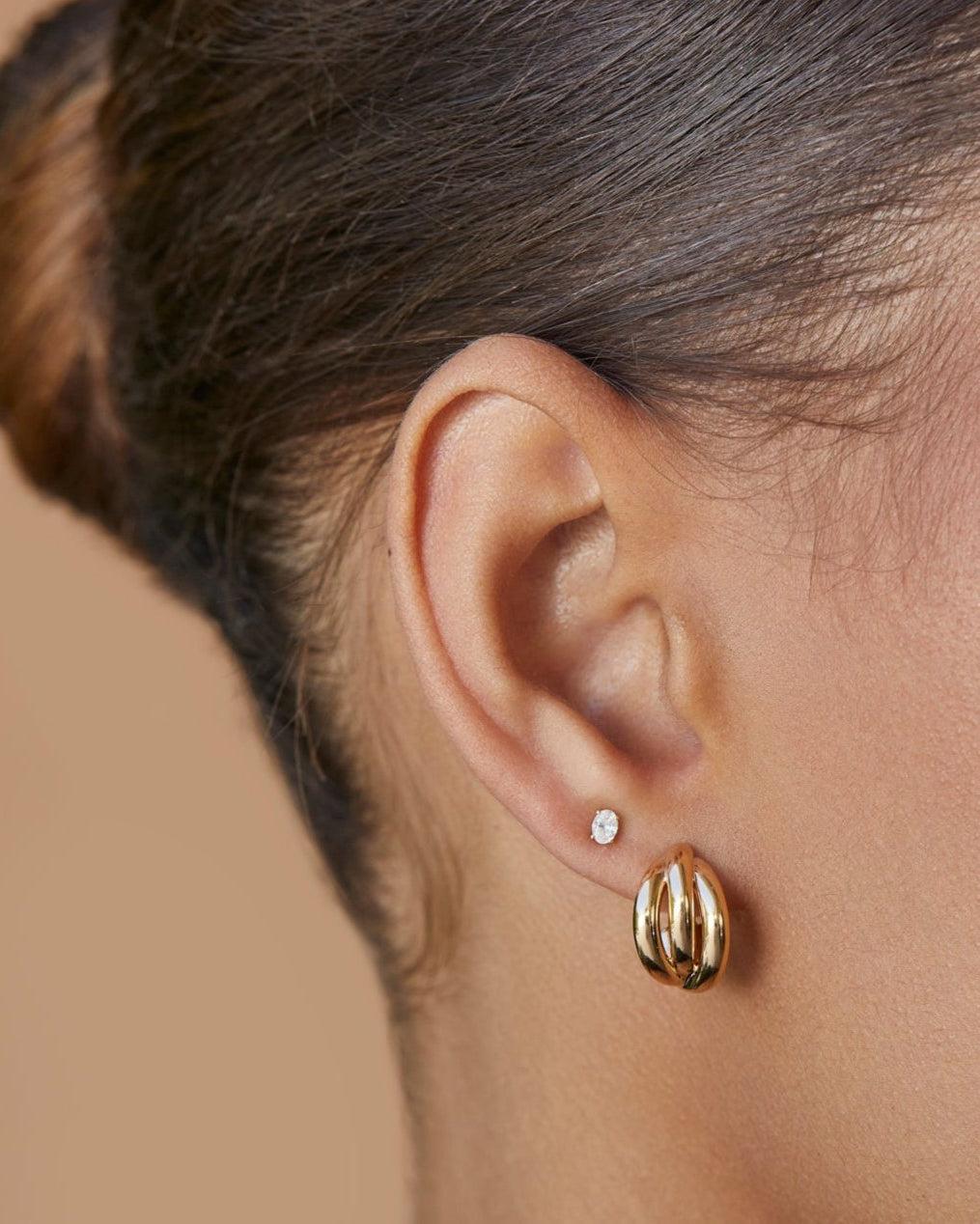 Gold Knot Huggie Earrings