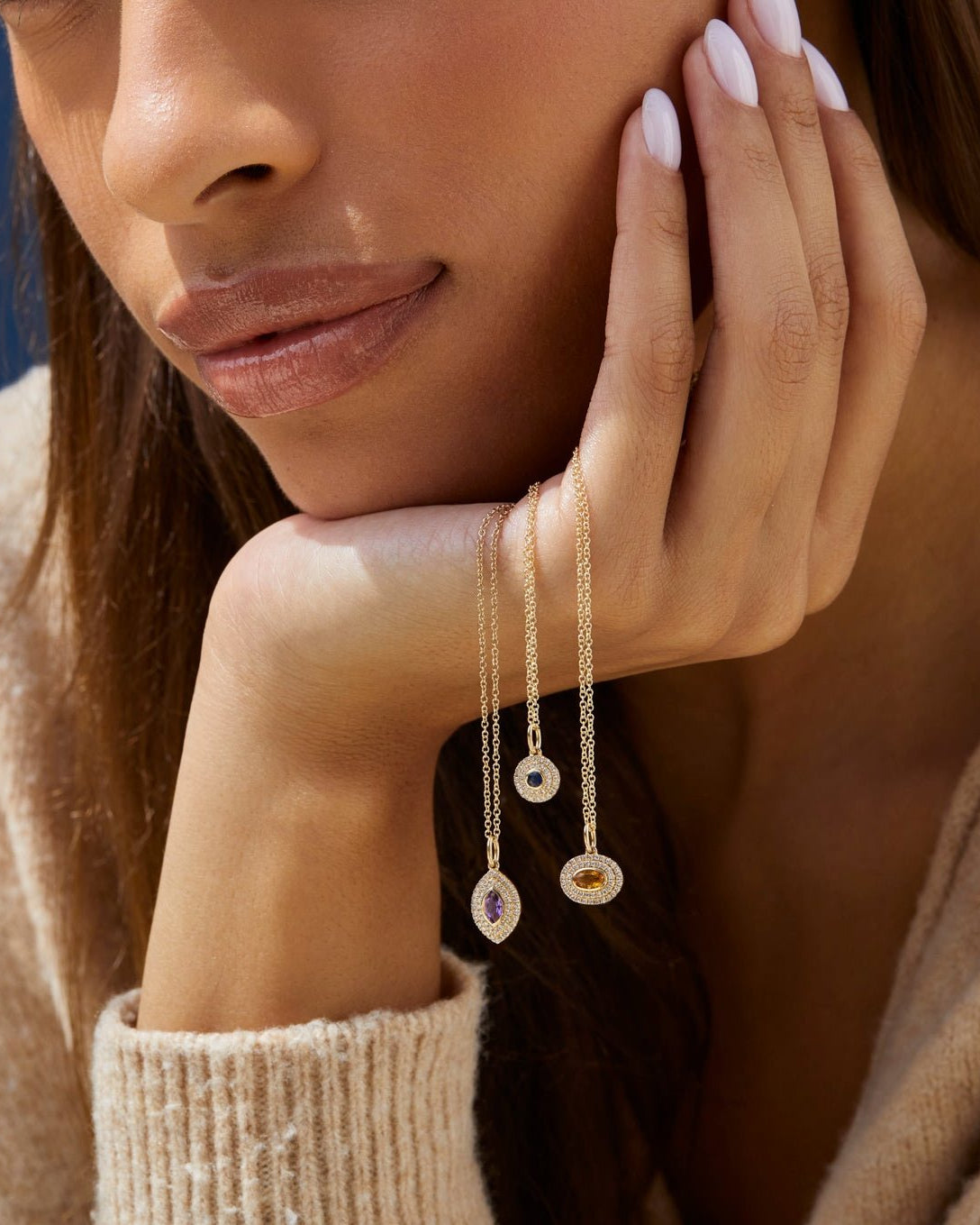 Diamond & Oval Citrine Gem Necklace
