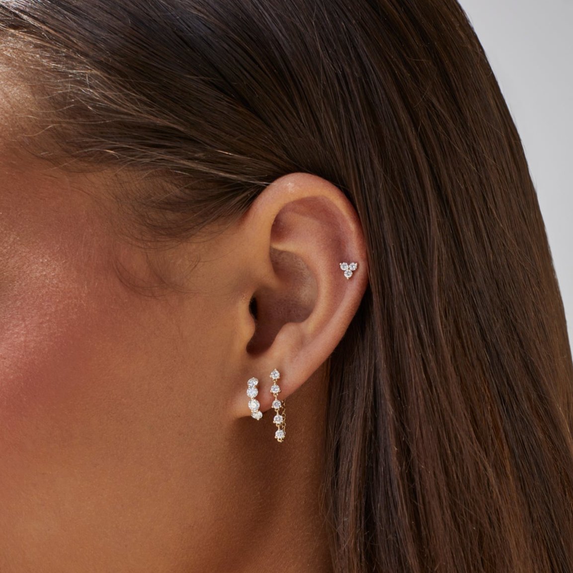 Diamond trio stud earrings hot sale