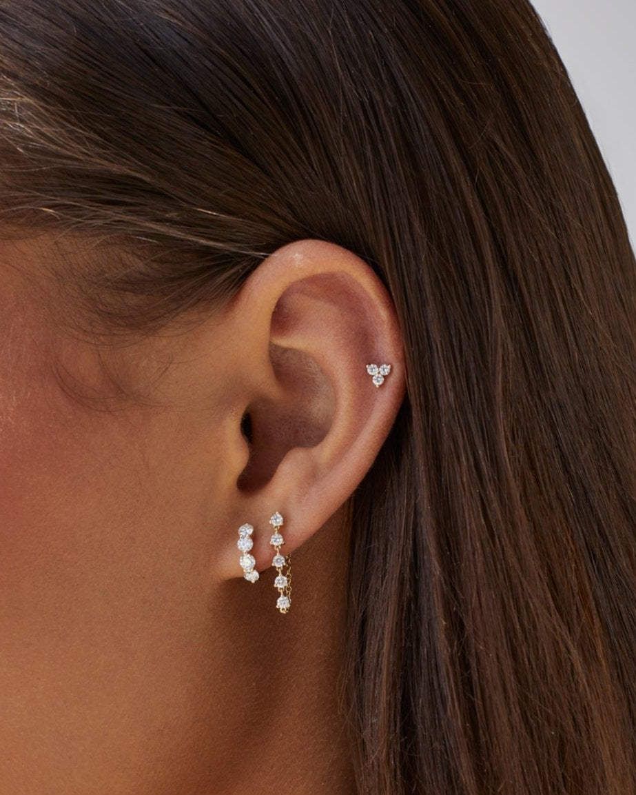 Multi Diamond Chain Stud Earring